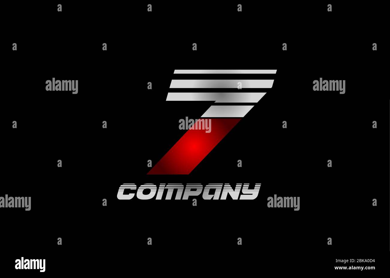 Nummer Logo 7 sieben rot grau schwarz Icon Design für Unternehmen und Unternehmen Stock Vektor