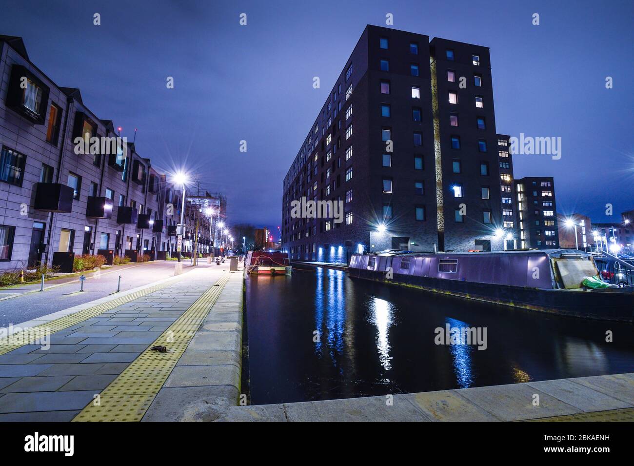 Ein Blick auf die Wohnung auf dem Cottonfield Wharf Estate, Ancoats, Manchester. Stockfoto