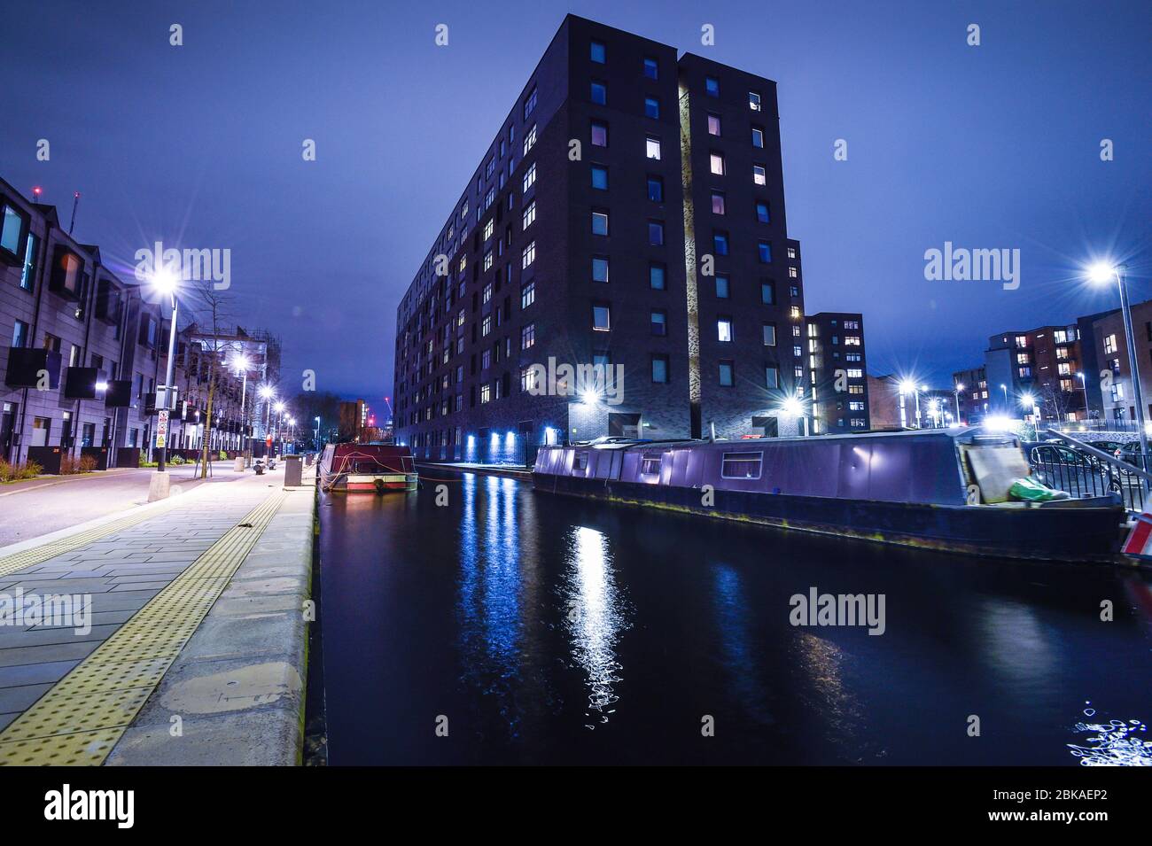 Ein Blick auf die Wohnung auf dem Cottonfield Wharf Estate, Ancoats, Manchester. Stockfoto