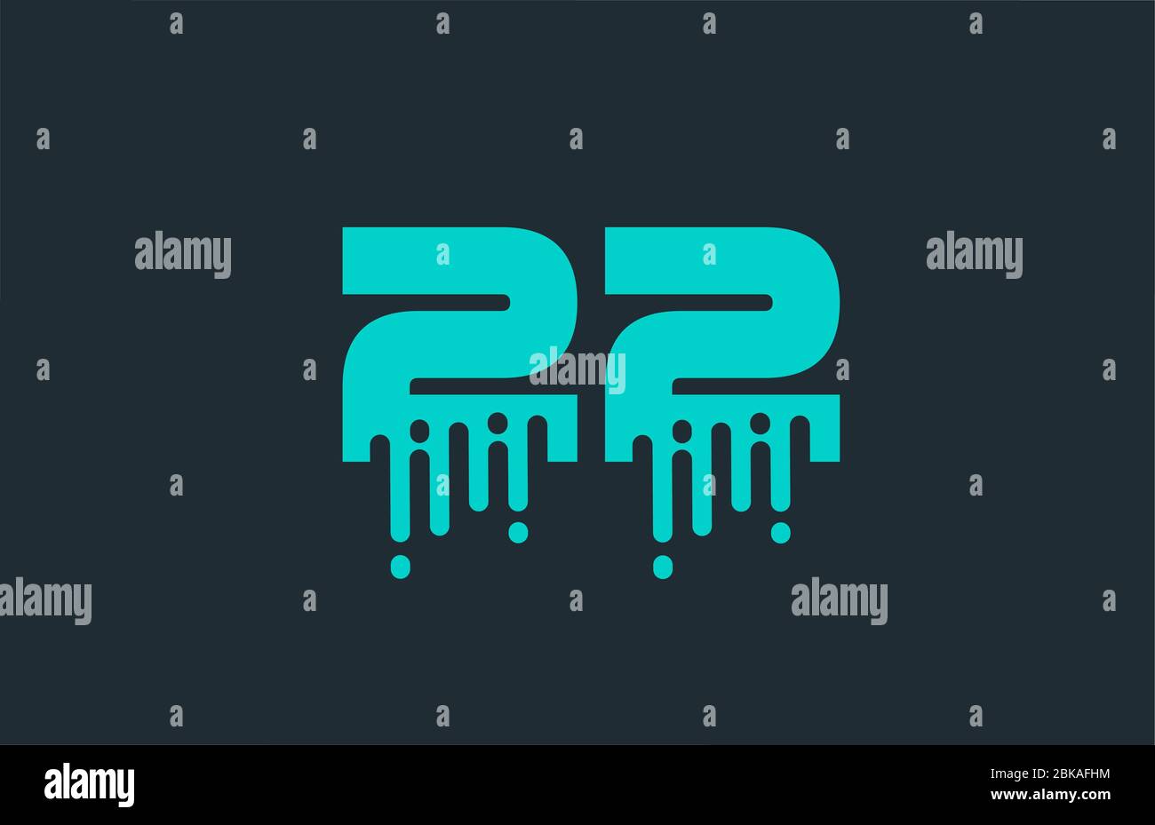 22 blaue Nummer Logo-Symbol mit Linie Design für Unternehmen und Unternehmen Stock Vektor