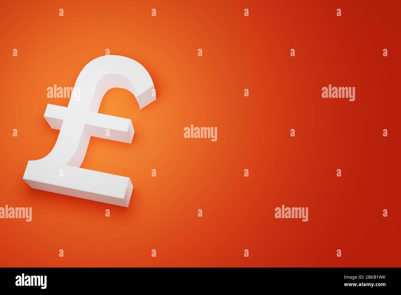 Pfund Geld Währung Zeichen für Business Financial Background, 3D Rendering mit Kopierraum. Stockfoto