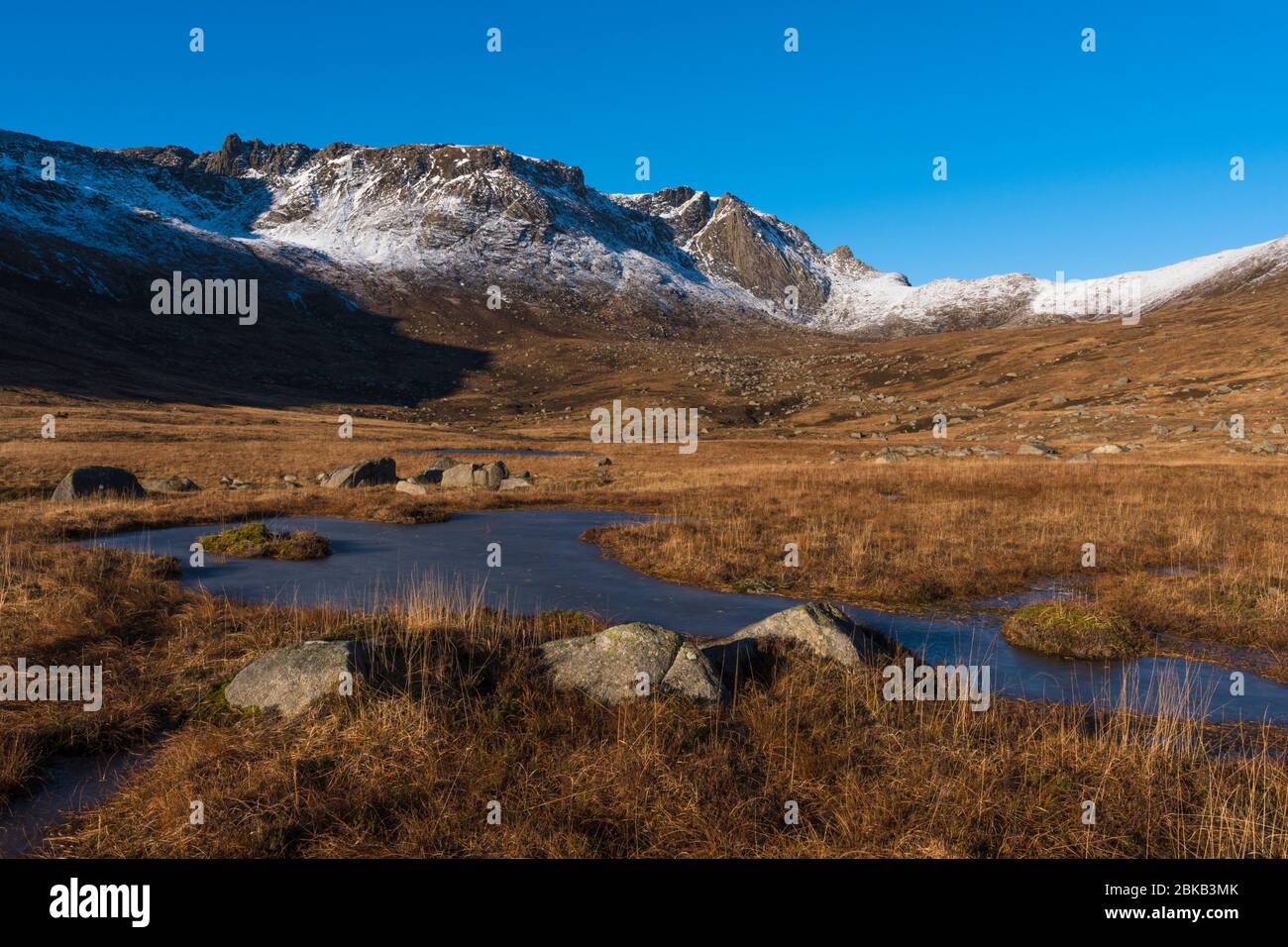 Von den Hängen von ben nuis, arran Berge im Winter Stockfoto