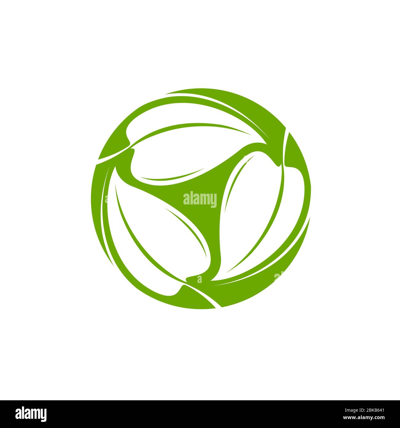 Logo mit grünen Blättern. Natürliche oder organische Symbolvektordarstellung Stock Vektor