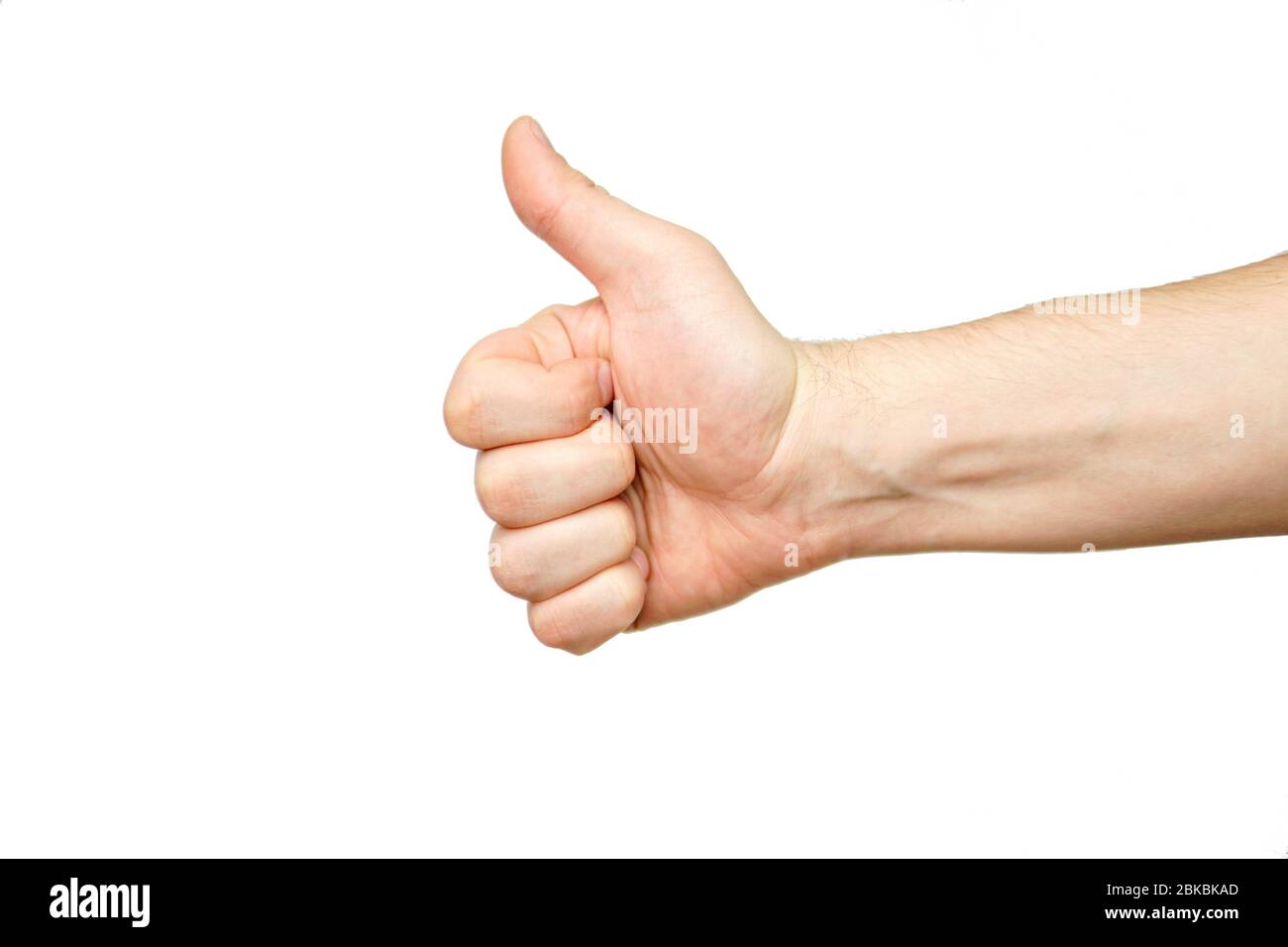 Geste Hand, Daumen nach oben, erhobenen Finger isoliert Stockfoto
