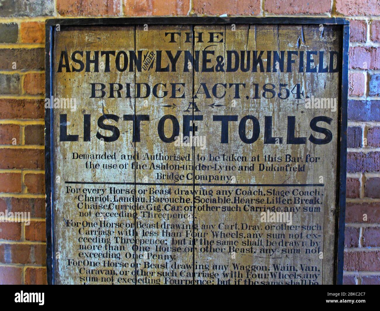 Ashton unter Lyne, Dukinfield, Bridge, Tolls, Mautliste, Greater Manchester, GMC, Manchester, England, UK Stockfoto