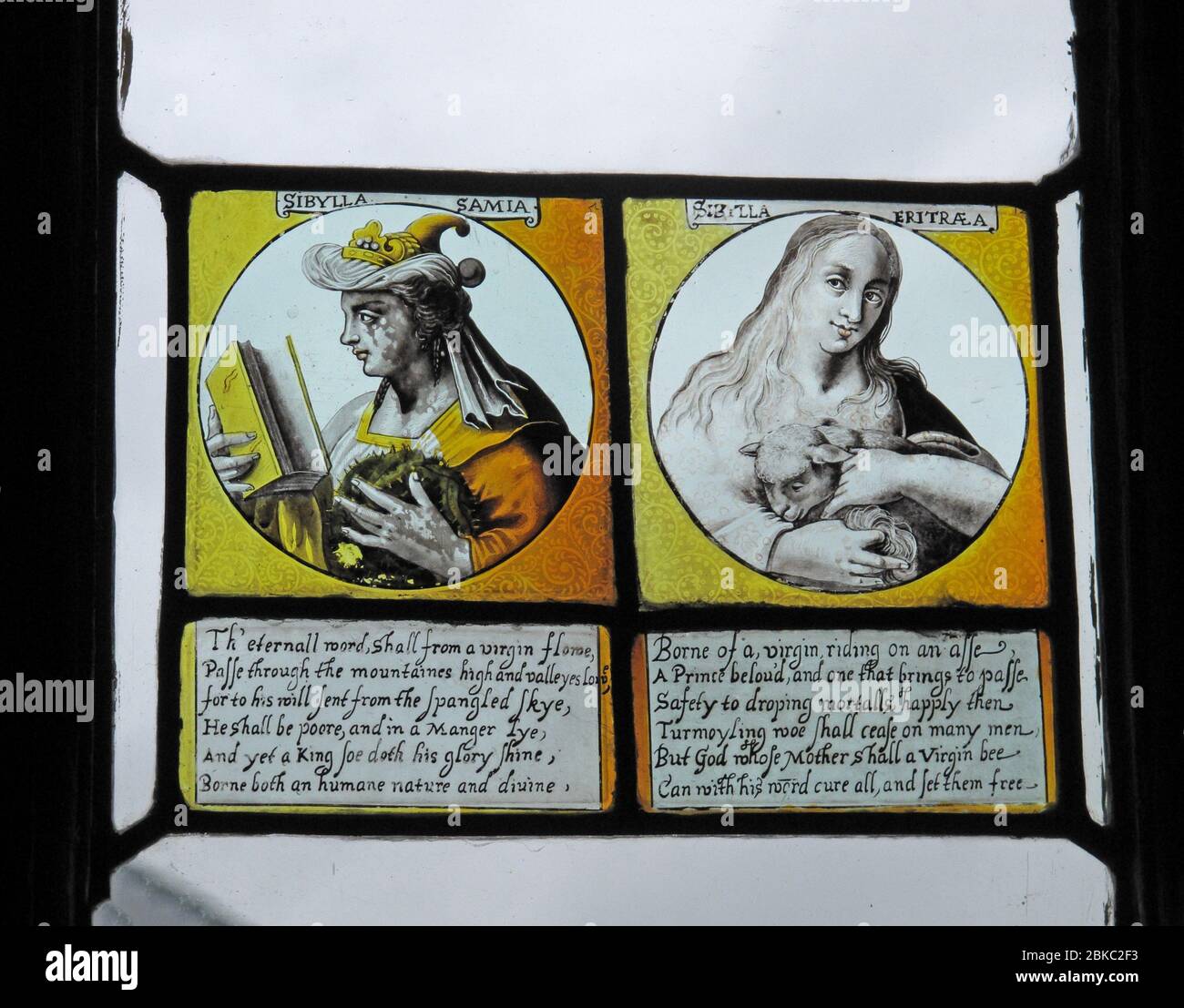 Buntglas, Fenster, sibylla samia-sibilla eritraea Eritrea, Leseraum, Dunham, NT, Altrincham, Cheshire, ENGLAND, GROSSBRITANNIEN, WA14 4PE Stockfoto