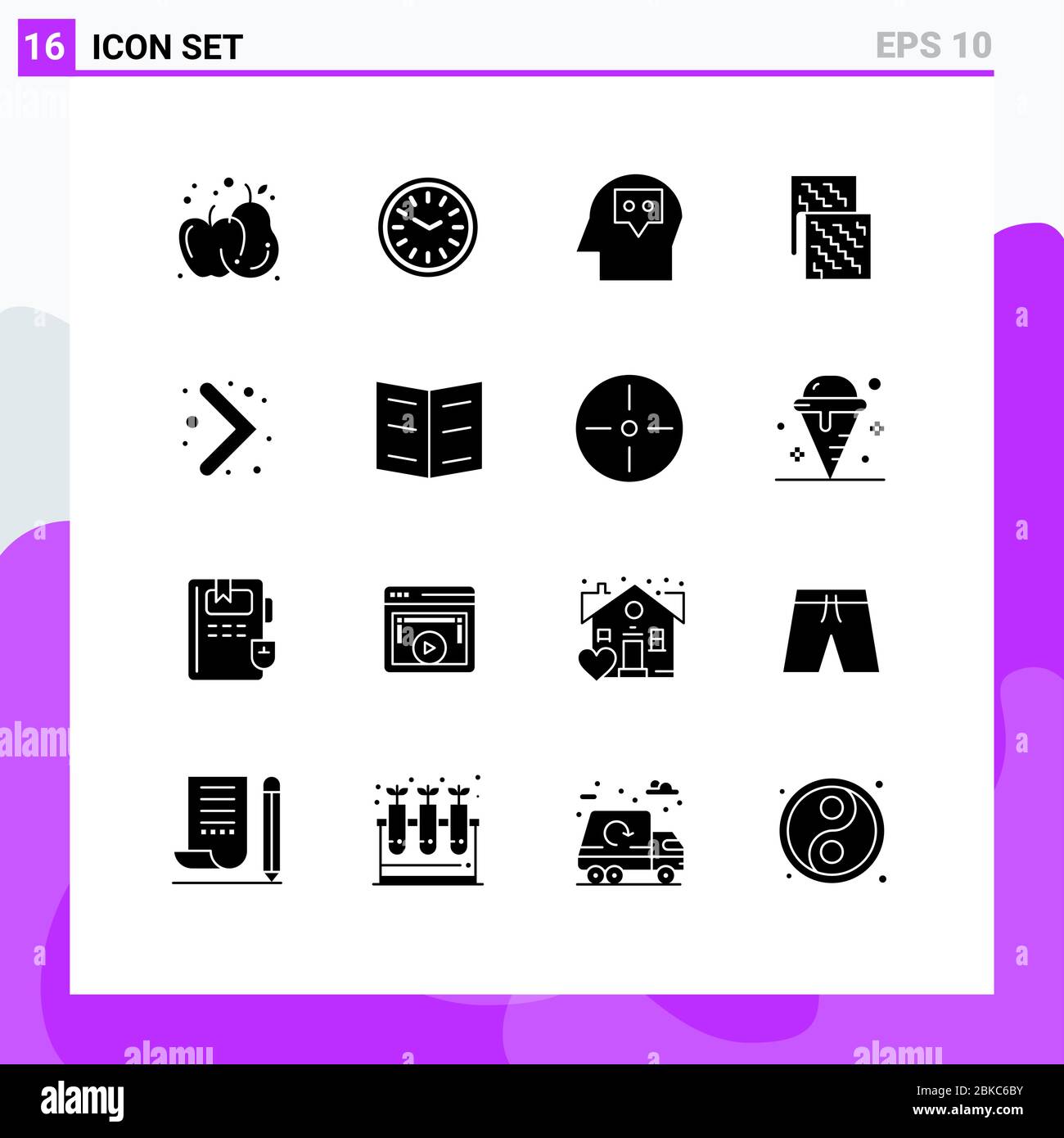 Set von 16 modernen UI-Icons Symbole Zeichen für Navigation, Material, Kopf, Zukunft, elektronisch editierbare Vektor Design-Elemente Stock Vektor