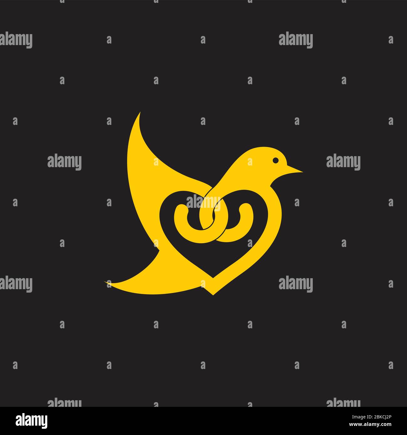 Vogel Liebe Form Schleife Kurven Design Dekoration Logo Vektor Stock Vektor