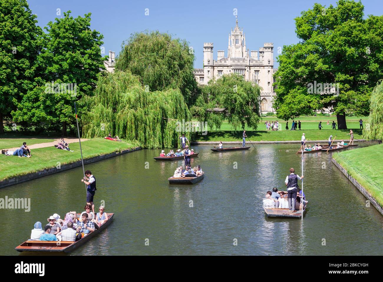 Cambridge Summer Punting Stockfoto