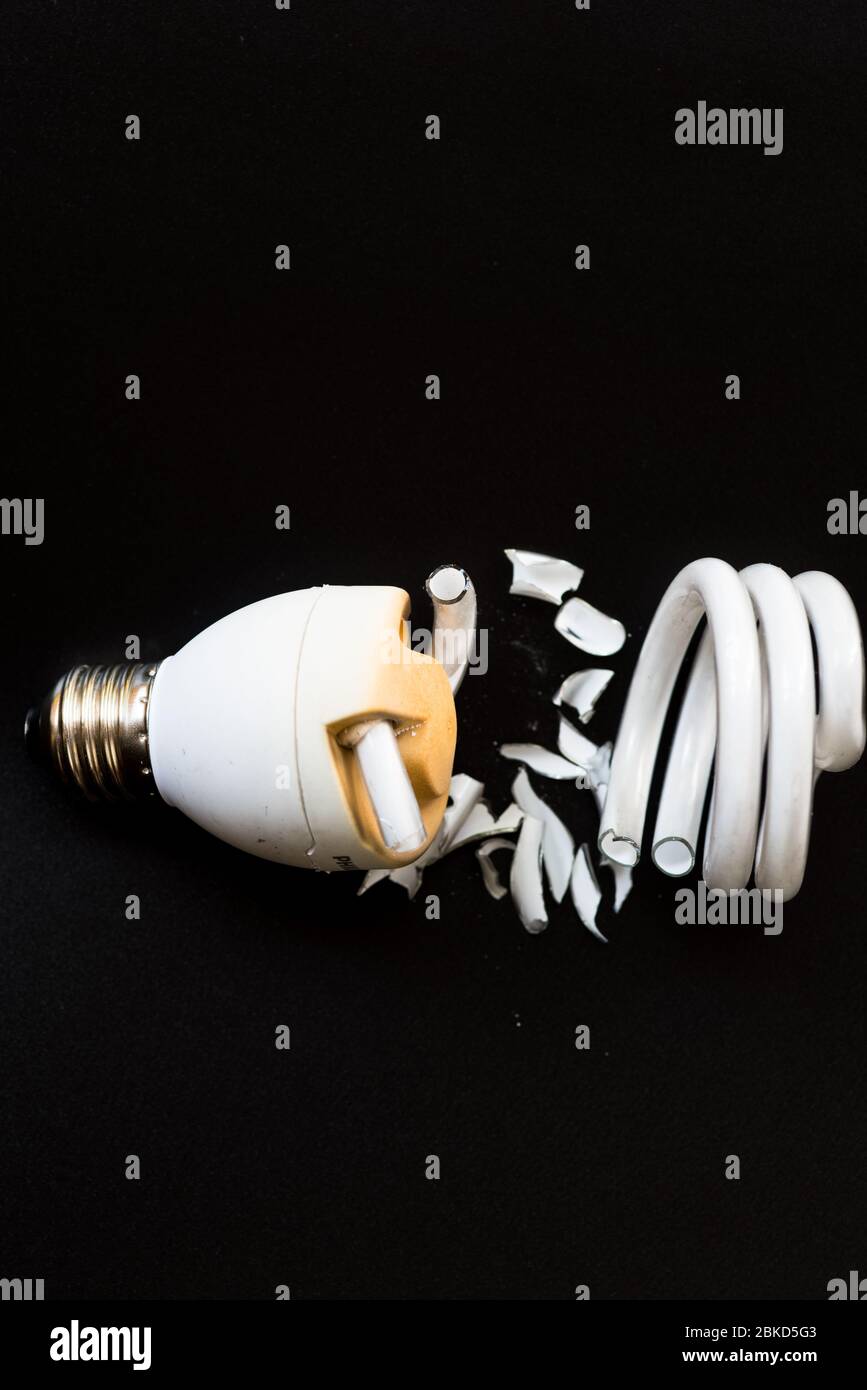 Defekte CFL-Glühlampe Stockfoto