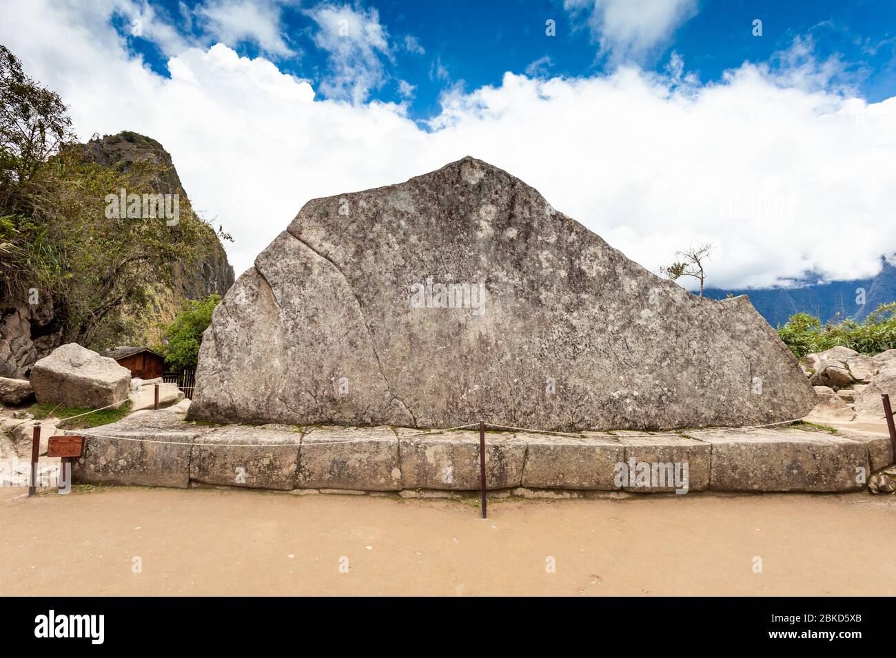 Der heilige Stein des Felsens Sagrada, Machu Picchu, Peru. Stockfoto