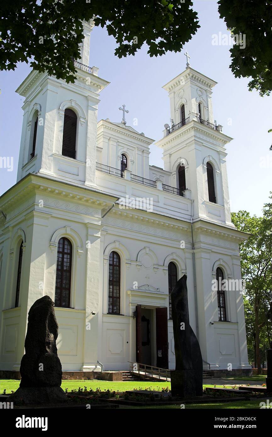 Birże, Litauen, die Kirche des heiligen Johannes des Täufers. Litauen, die Barockkirche St. Johannes der Taufer. Litwa, kościół św. Jana Chrzciciela. 立陶宛，教堂 Stockfoto