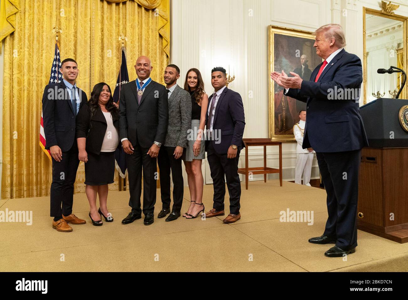 Am 16. September 2019 verlieh Präsident Donald Trump Mariano Rivera die Presidential Medal of Freedom in einer Zeremonie im Weißen Haus. Rivera, ein legendärer Baseballspieler, wurde für seine Leistungen sowohl auf dem Spielfeld als auch außerhalb des Spielfeldes geehrt. Stockfoto