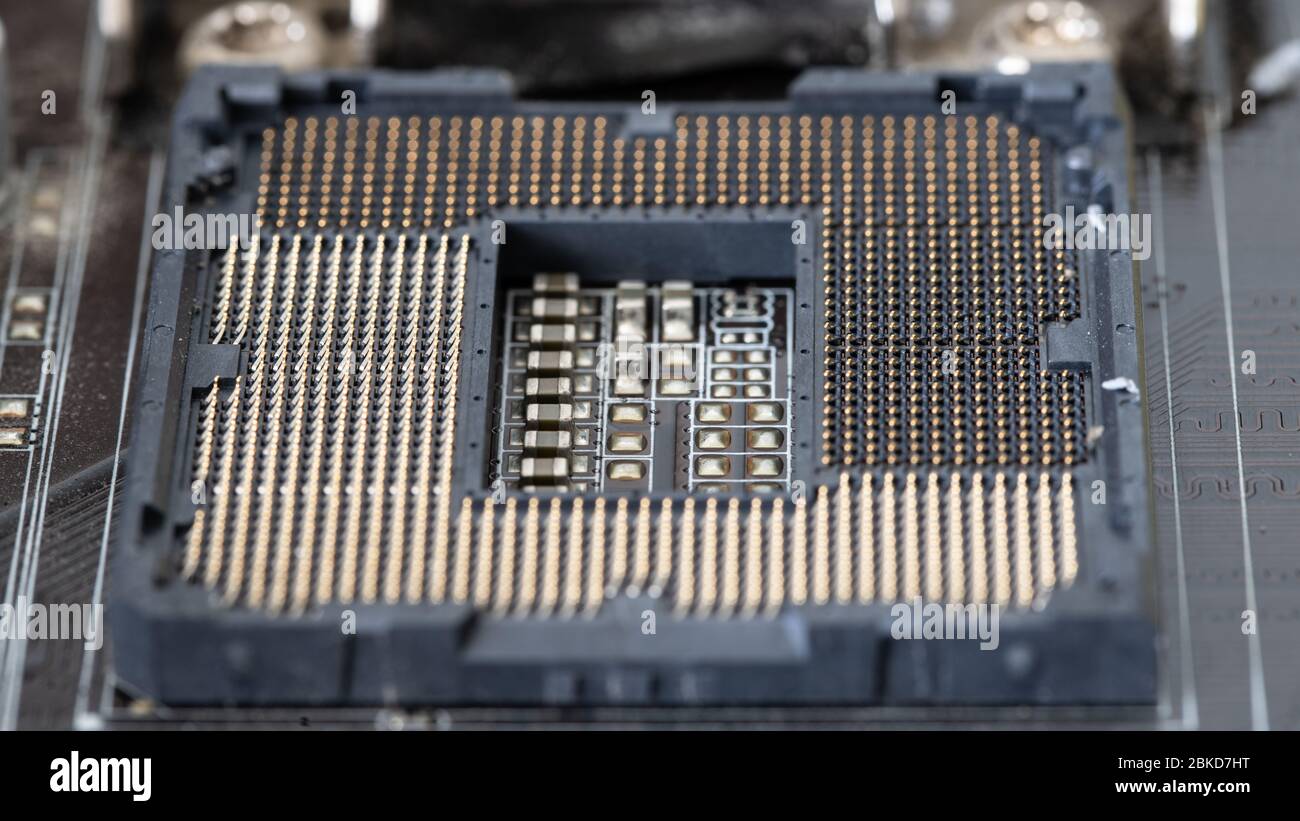 Der Prozessor ist ein kleiner Chip, der in Computern und anderen elektronischen Geräten steckt Stockfoto