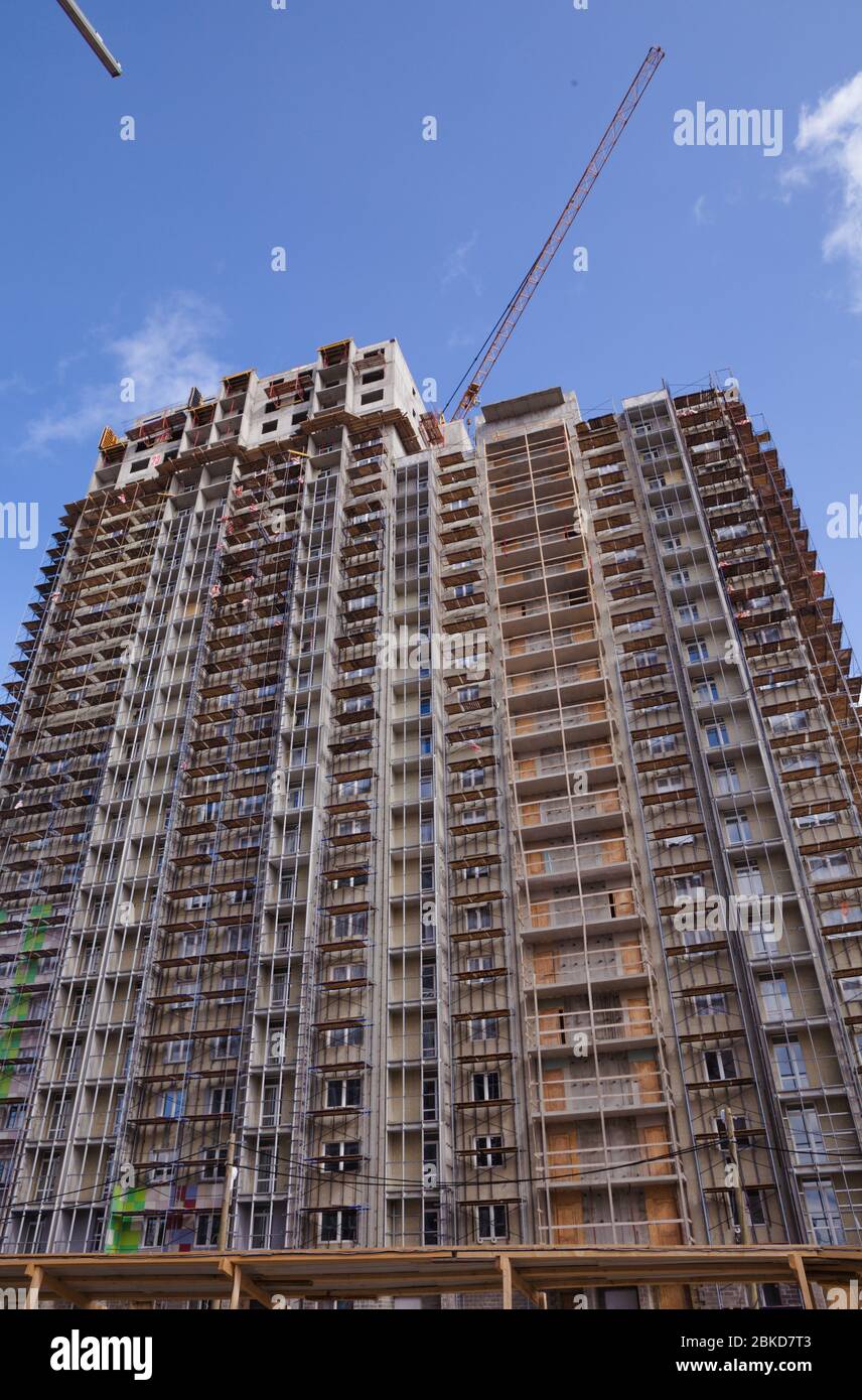 Neubau in einem Elitegebiet der Stadt, Baustelle. Stockfoto