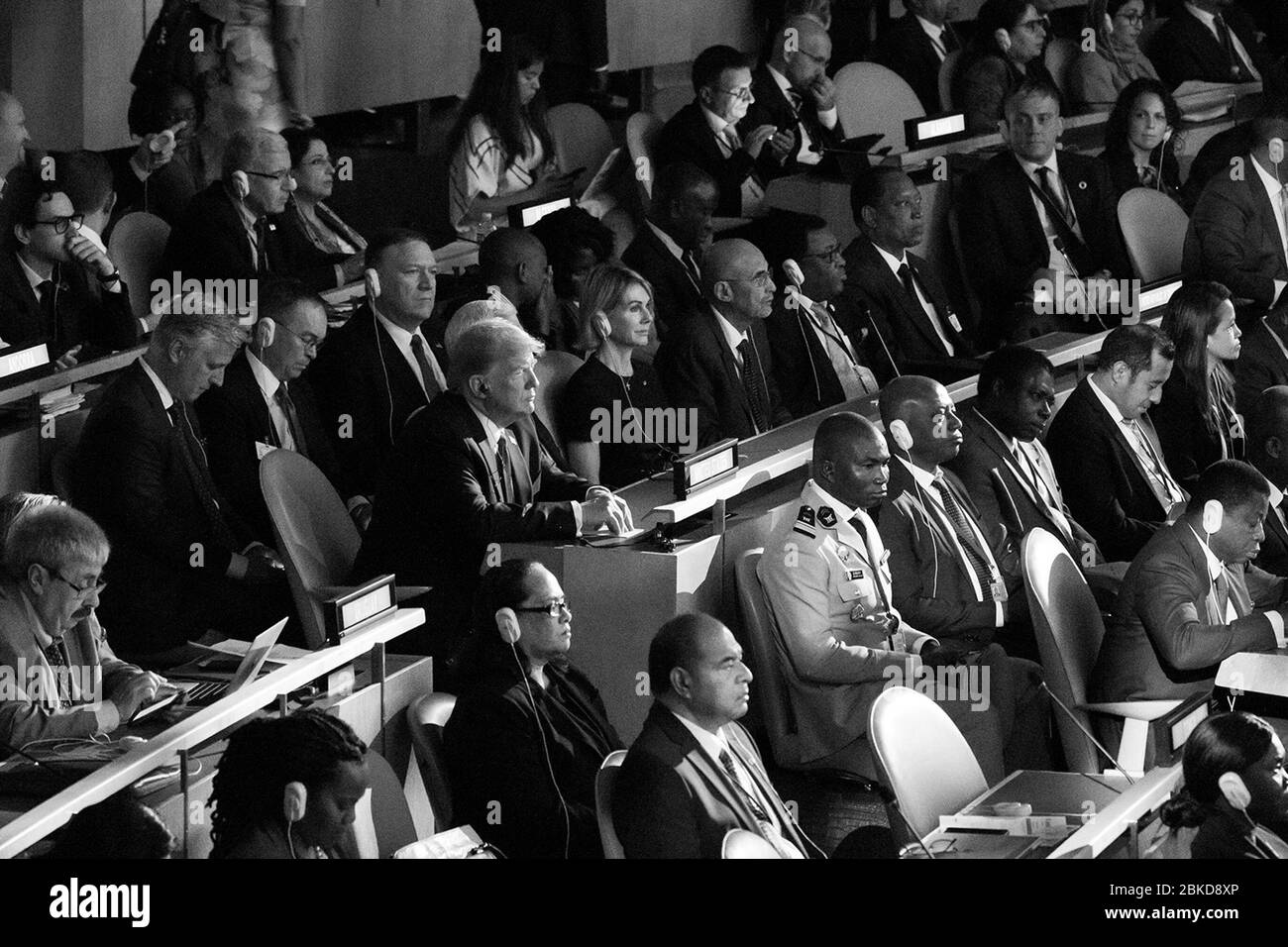 Am 23. September 2019 nahm Präsident Donald J. Trump am Klimagipfel der Vereinten Nationen in New York City Teil, wo er an Diskussionen über den globalen Klimawandel und die internationale Umweltpolitik teilnahm. Stockfoto