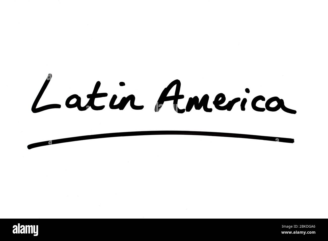 Lateinamerika handschriftlich auf weißem Hintergrund. Stockfoto