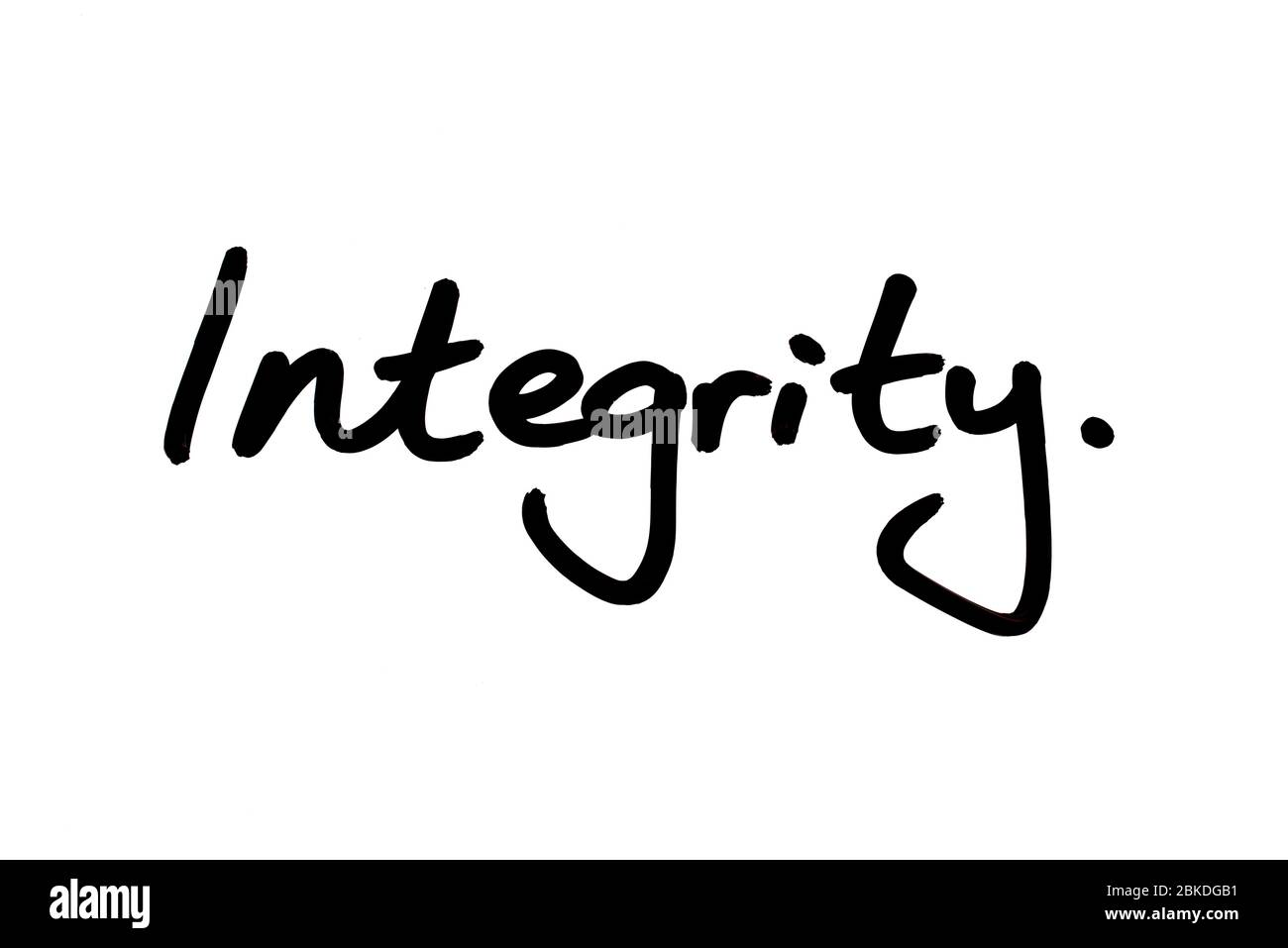Integrität handschriftlich auf weißem Hintergrund. Stockfoto