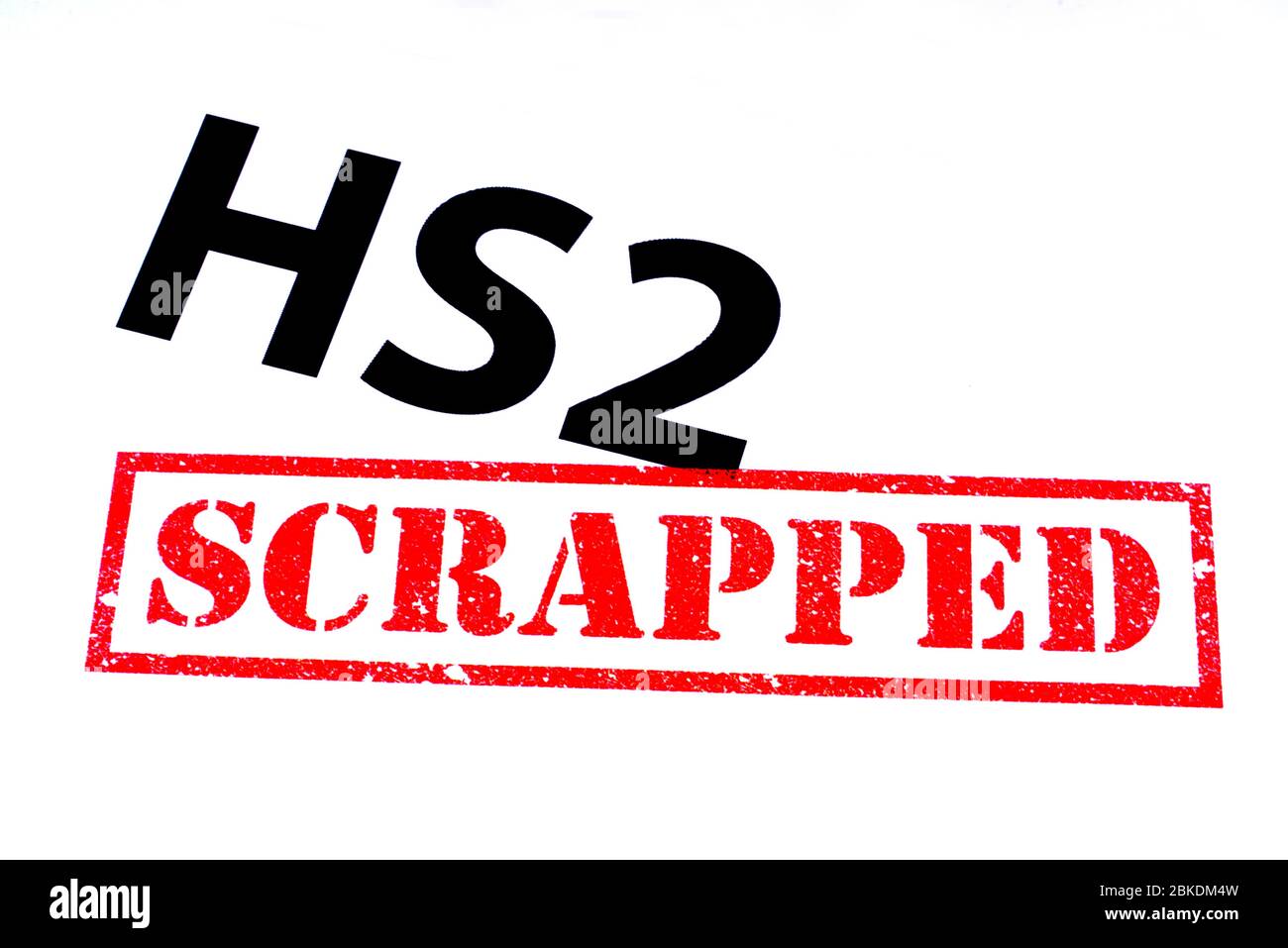 HS2-Überschrift mit einem roten STEMPEL. Stockfoto