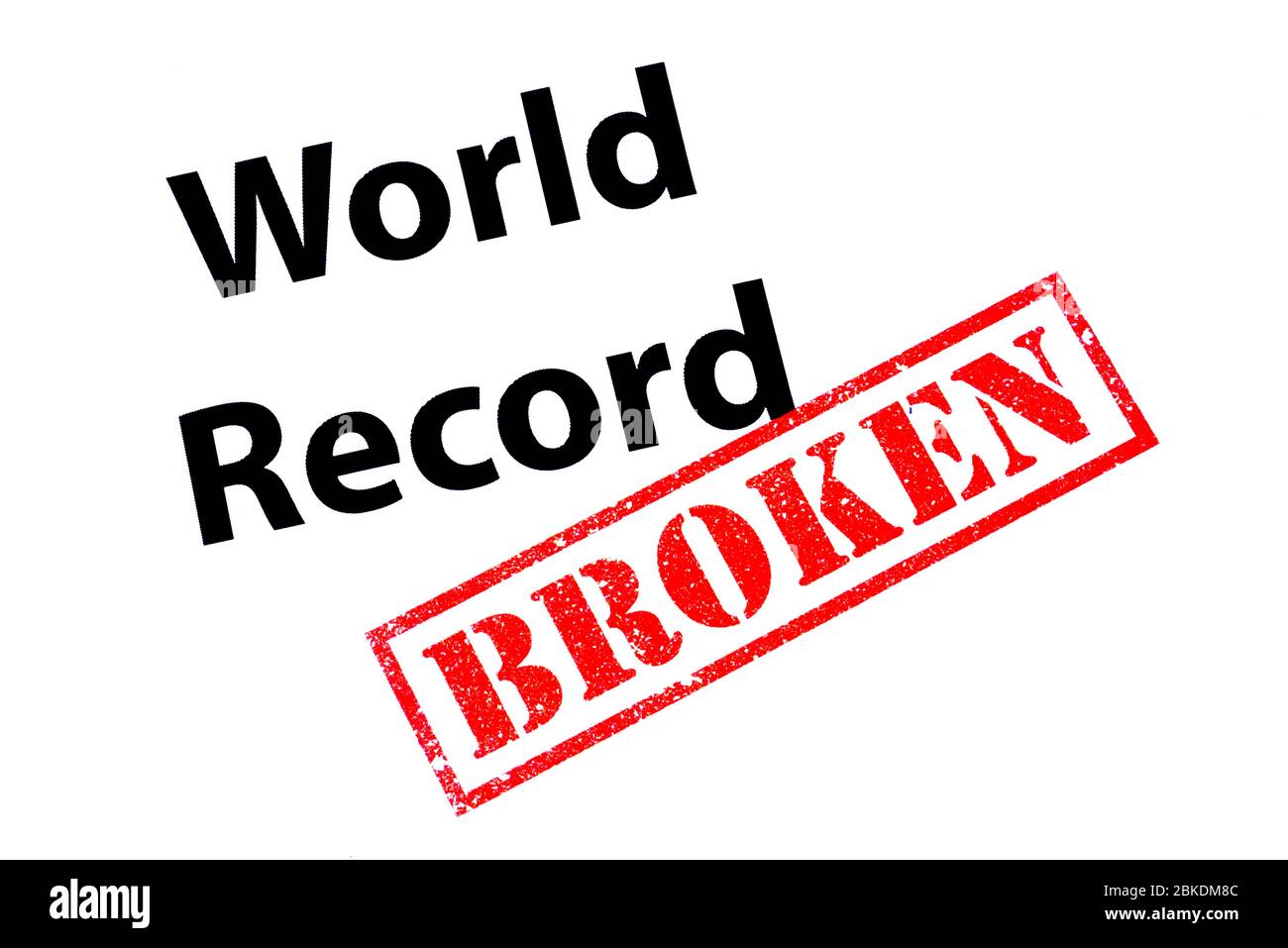 Weltrekordkurs mit einem roten GEBROCHENEN Stempel. Stockfoto