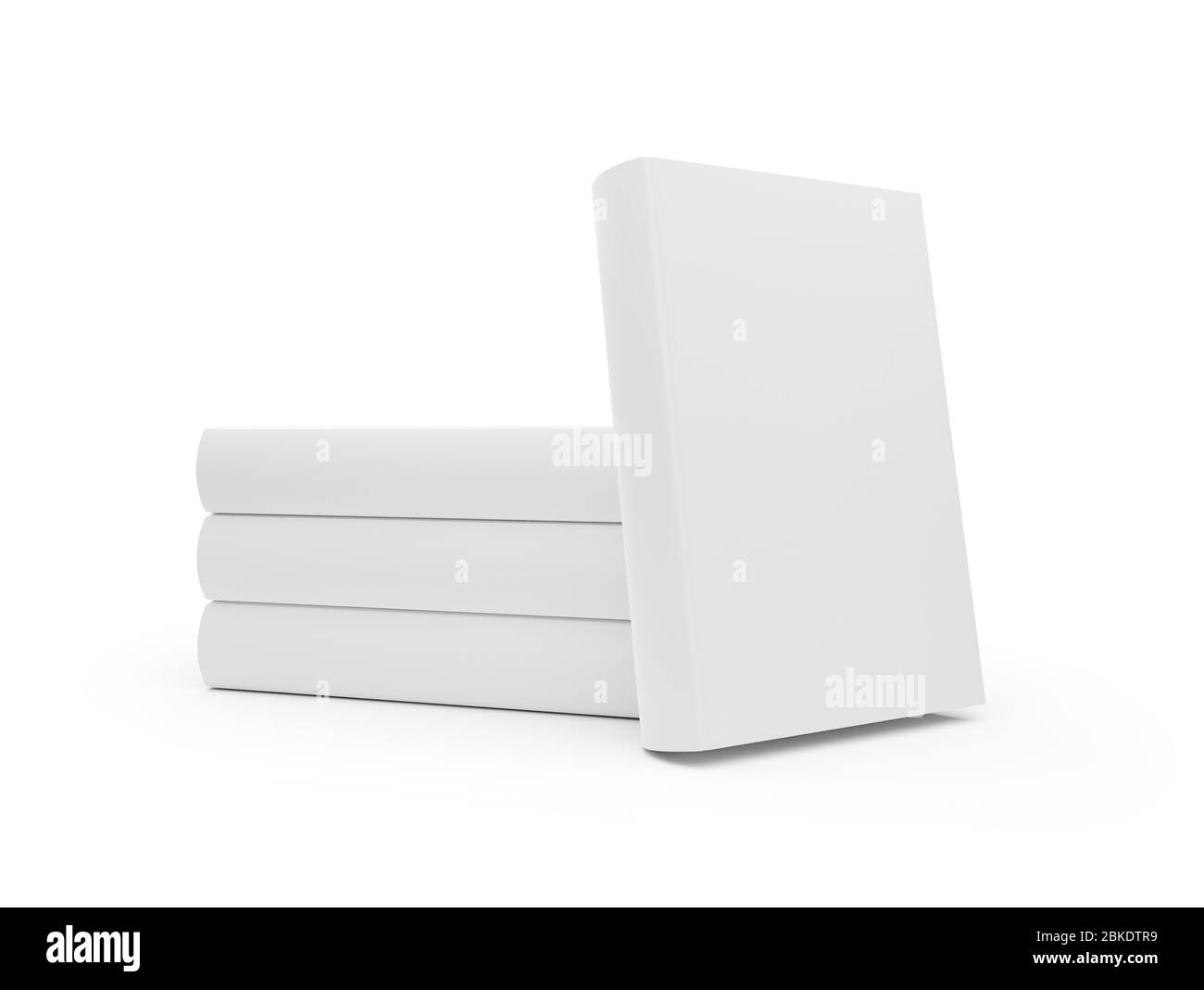Stapel von leeren weißen Hardcover-Bücher Vorlage Mock-up auf weißem Hintergrund - 3D-Illustration Stockfoto
