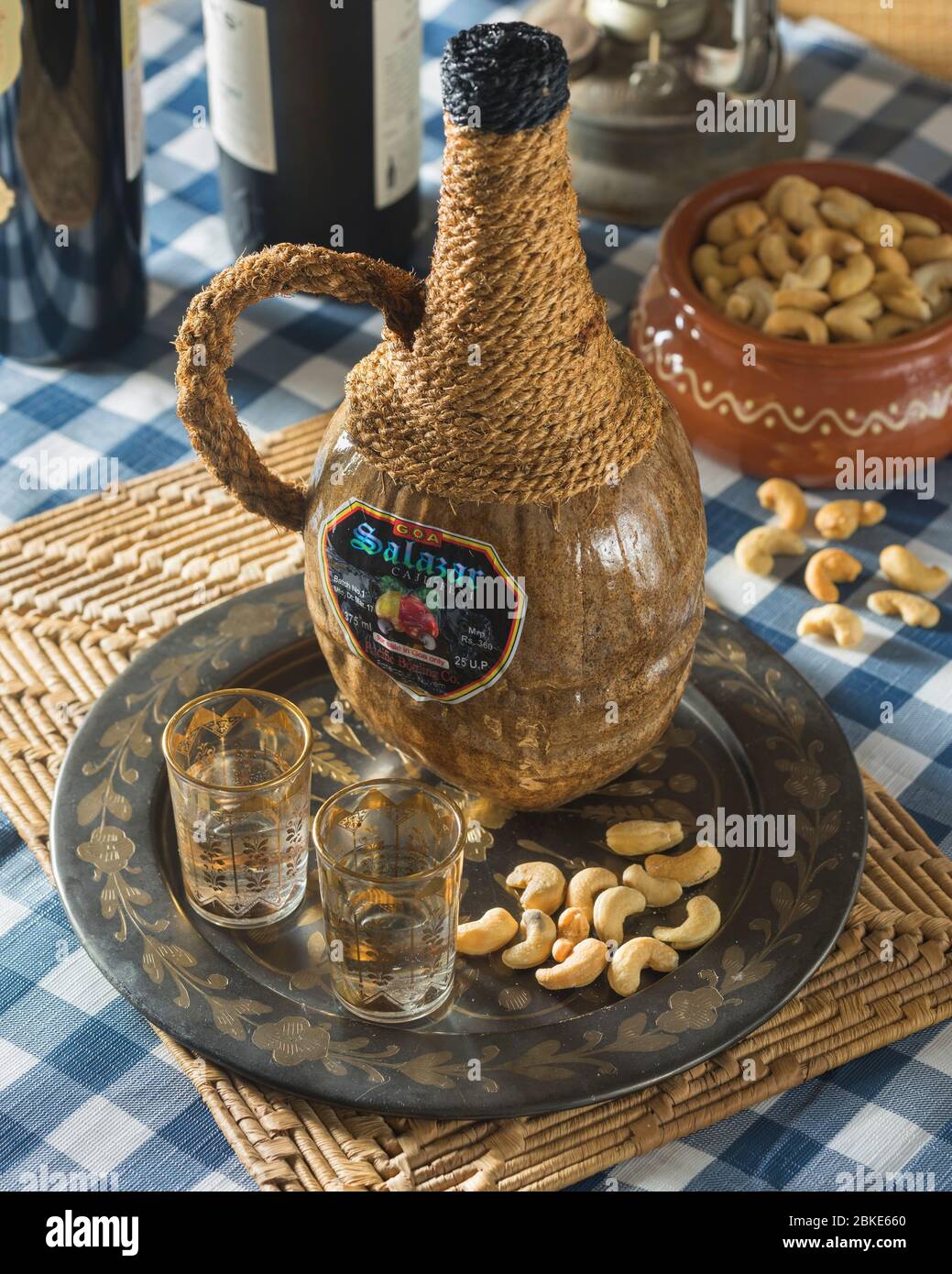 Kaju feni Cashew Spirituose Getränk Goa Indien Stockfoto