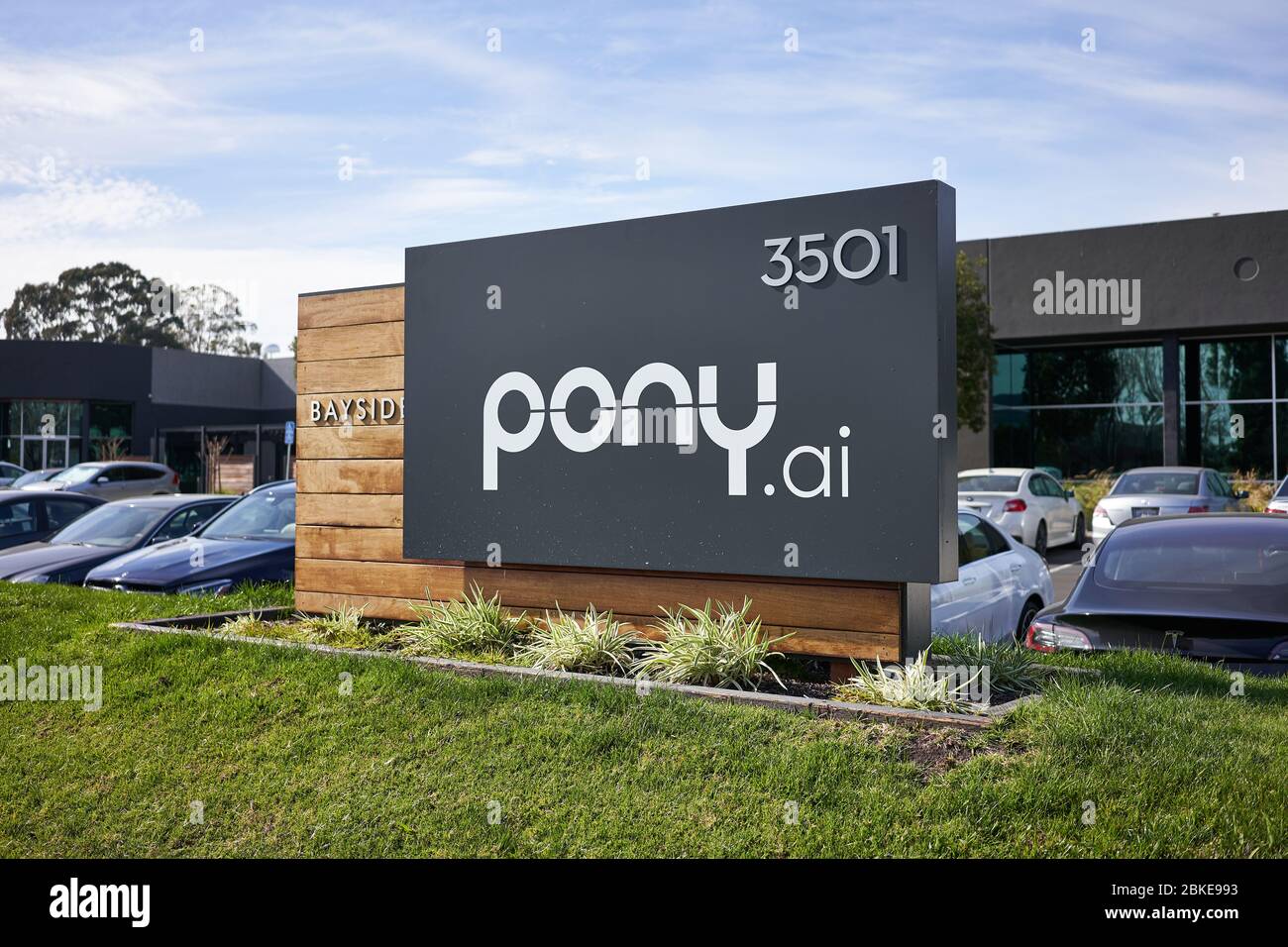 Autonomes Fahren Startup Pony.ai's Fremont Campus im Silicon Valley, Kalifornien. Stockfoto