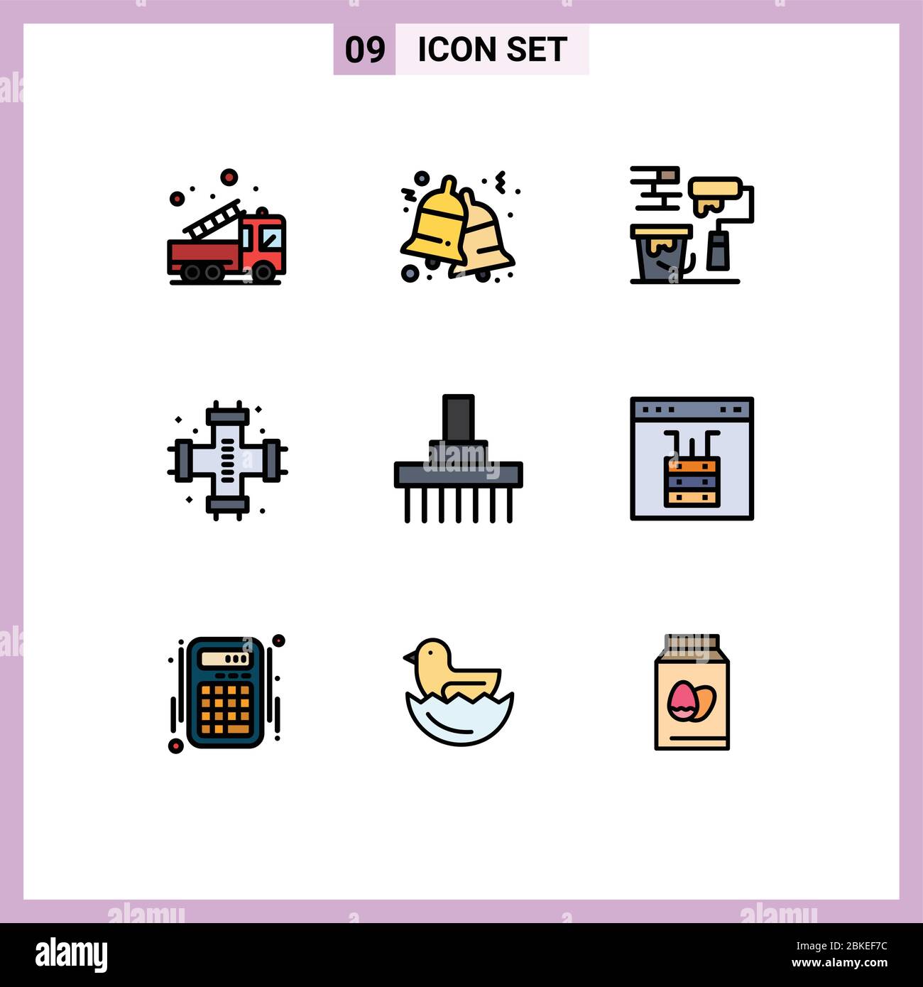 Set von 9 modernen UI-Symbole Symbole Symbole Zeichen für System, Klempner, Jingle, Rohre, Pinsel editierbar Vektor Design-Elemente Stock Vektor