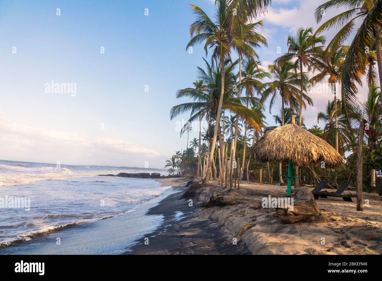 Palomino - Kolumbien, 19. Januar 2020: Palomino ein kleiner Strandort an der nördlichen Karibikküste. Mit seiner entspannten Atmosphäre ist es praktisch ein Stockfoto