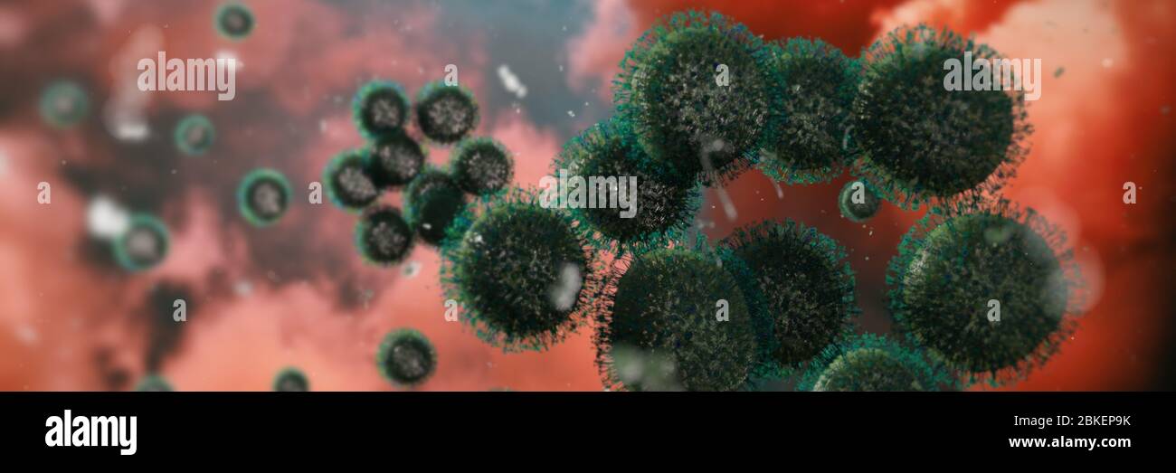 Ansteckender Covid-19 Virus, gefährliche Coronavirus-Pandemie Stockfoto