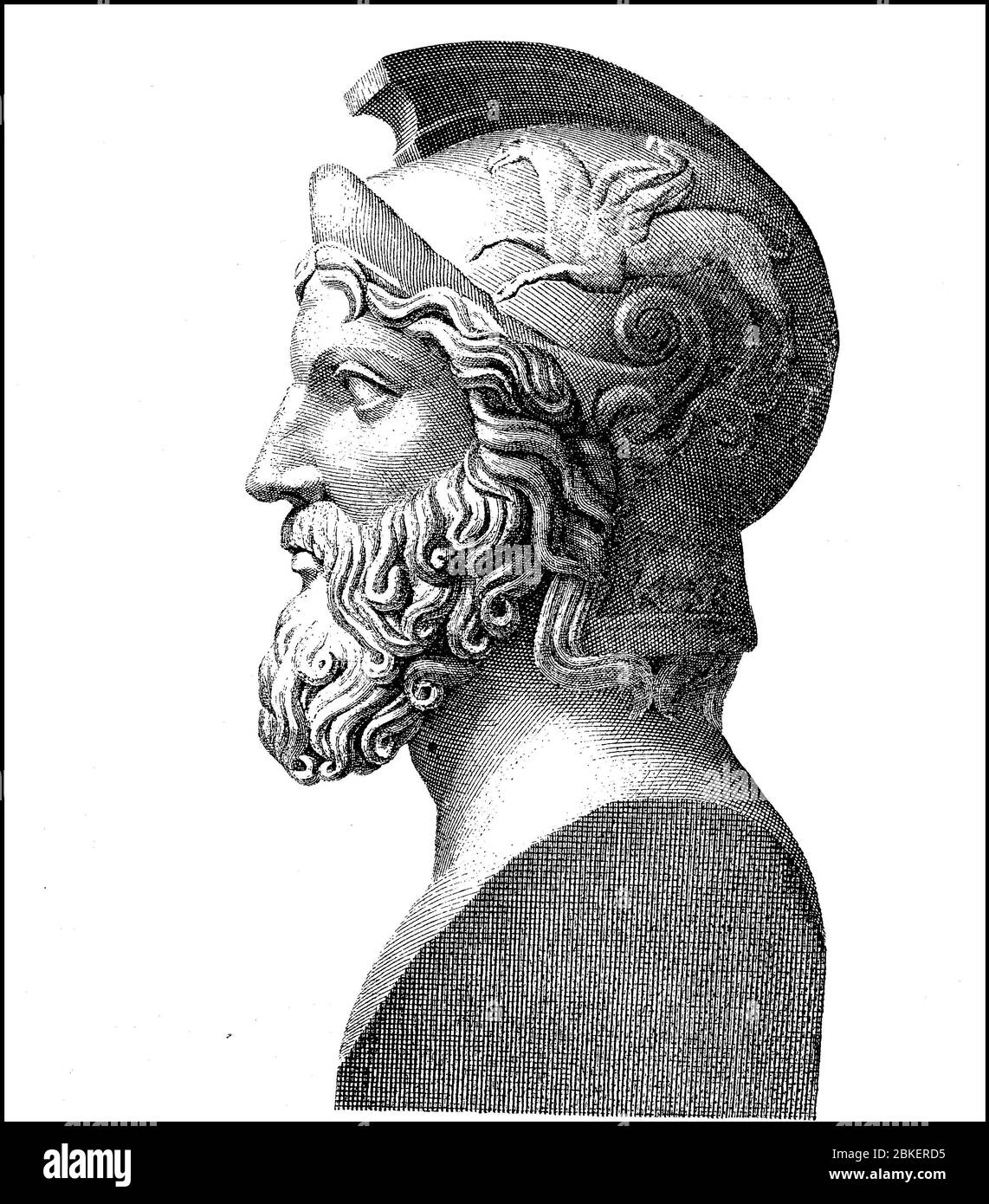 Miltiades, V bis 550 v. Chr. - V bis 489. Chr., Sohn von Kimon, war ein gebürtiger Athener General und Politiker der Familie von Philaiden, bekannt durch Herodot, der ihn erklärte, der Sieger in der Schlacht von Marathon / Miltiades, um 550 v. Chr. - um 489 v. Chr., Sohn des Kimon, war ein aus Athen stammender Feldherr und Politiker aus der Familie der Philaiden, bekannt durch Herodot, der ihn zum Sieger in der Schlacht bei Marathon erklärt, historisch, historisch, digital verbesserte Reproduktion eines Originals aus dem 19. Jahrhundert / digitale Reproduktion einer Originalvorlage aus dem 19. Jahrhundert, Stockfoto