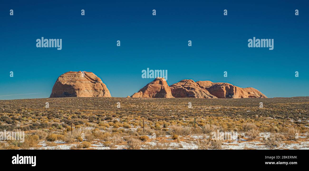 Felsformation im desertischen Land bei Page. Arizona, USA. Stockfoto