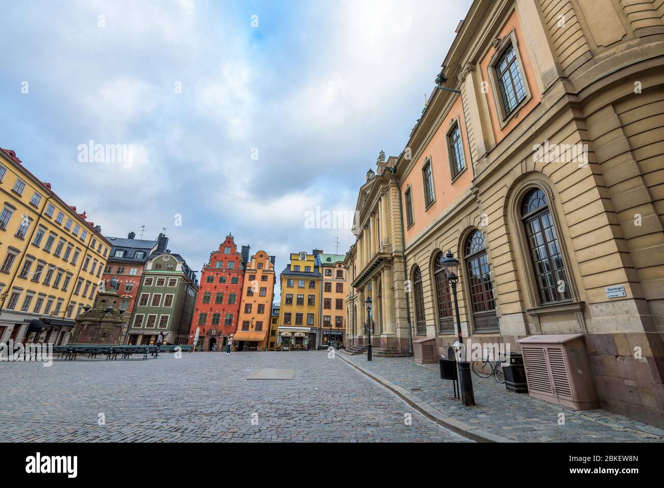 Stockholm, Schweden. Leerer Stortorget Platz in Gamla Stan, der Altstadt im Zentrum Stockholms. Stockfoto