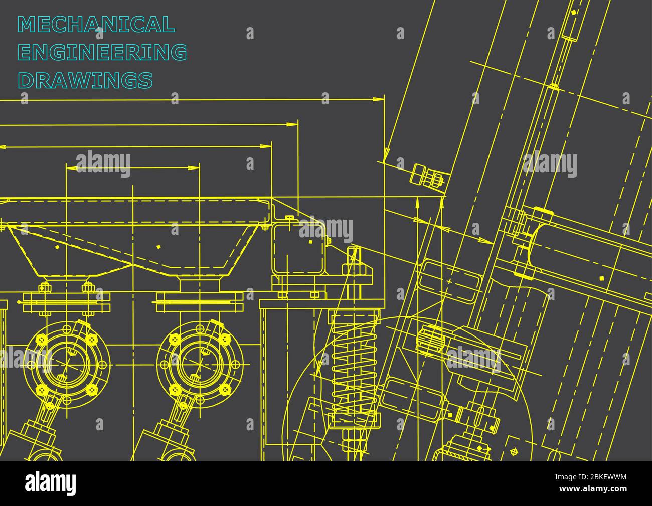 Blaupause. Vektorgrafik. Computergestütztes Designsystem. Grau Stock Vektor
