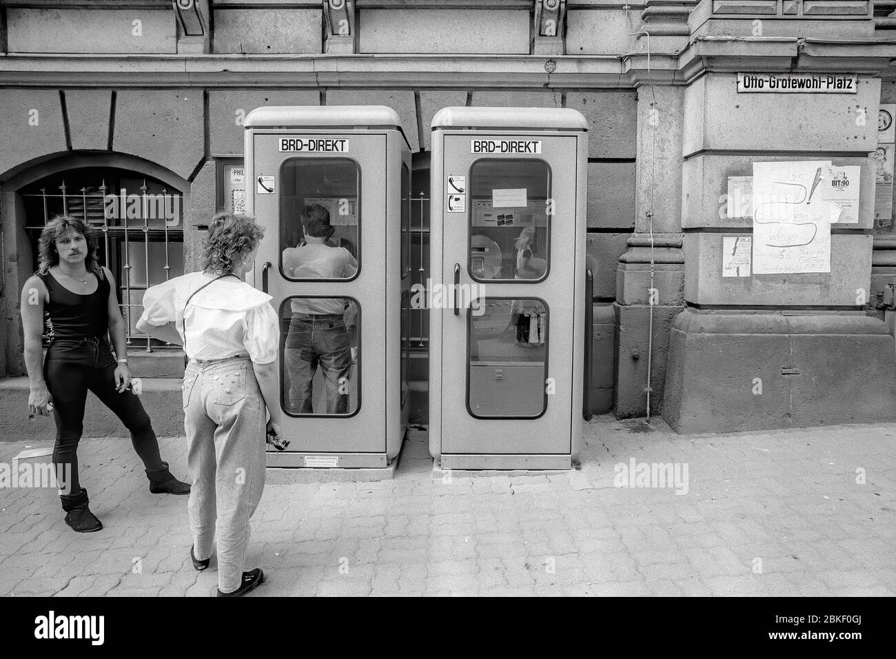 Tage vor der Währungsunion, Telefonzellen mit Direktanschluss an die BRD, Plauen, Sachsen, DDR Stockfoto