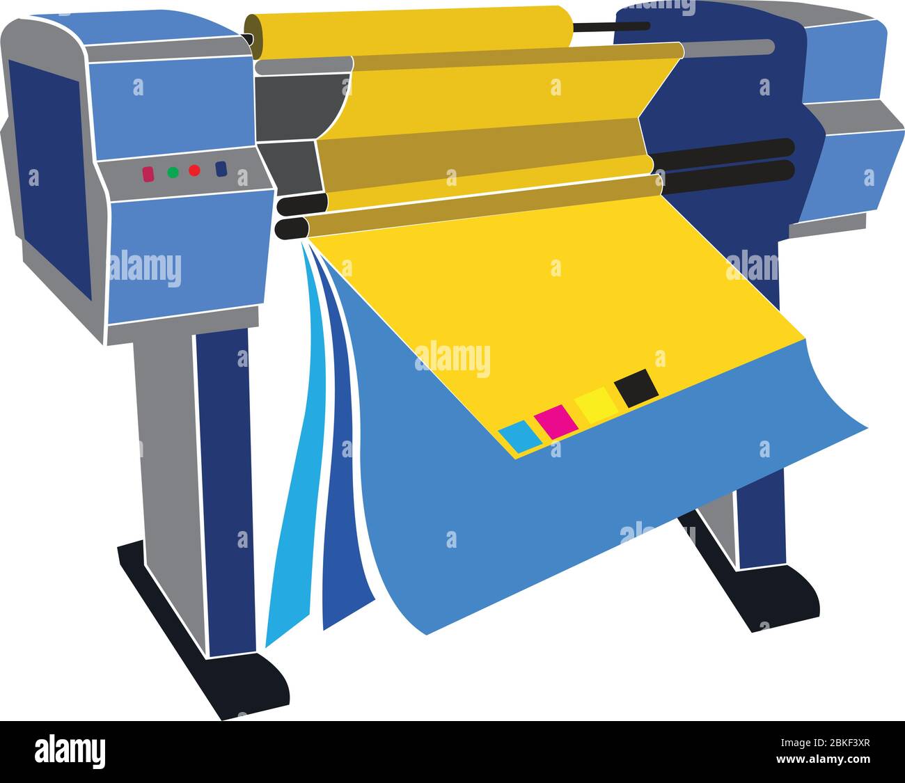 Illustration Kunst einer Druckmaschine mit isoliertem Hintergrund Stock Vektor
