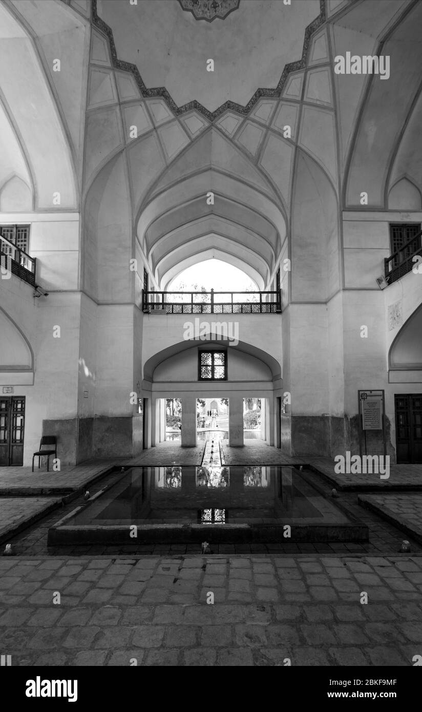 Der Flossgarten in Kashan ist eines der erstaunlichsten architektonischen Wunder der Welt. Die Menge an komplizierten Stockfoto