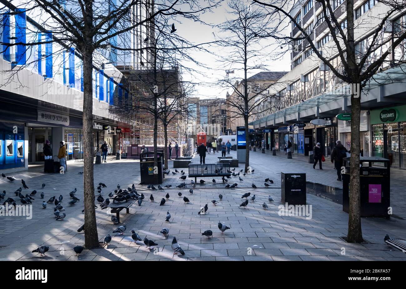 Sauchiehall Street in Glasgow während der Covid-19-Sperre. Stockfoto