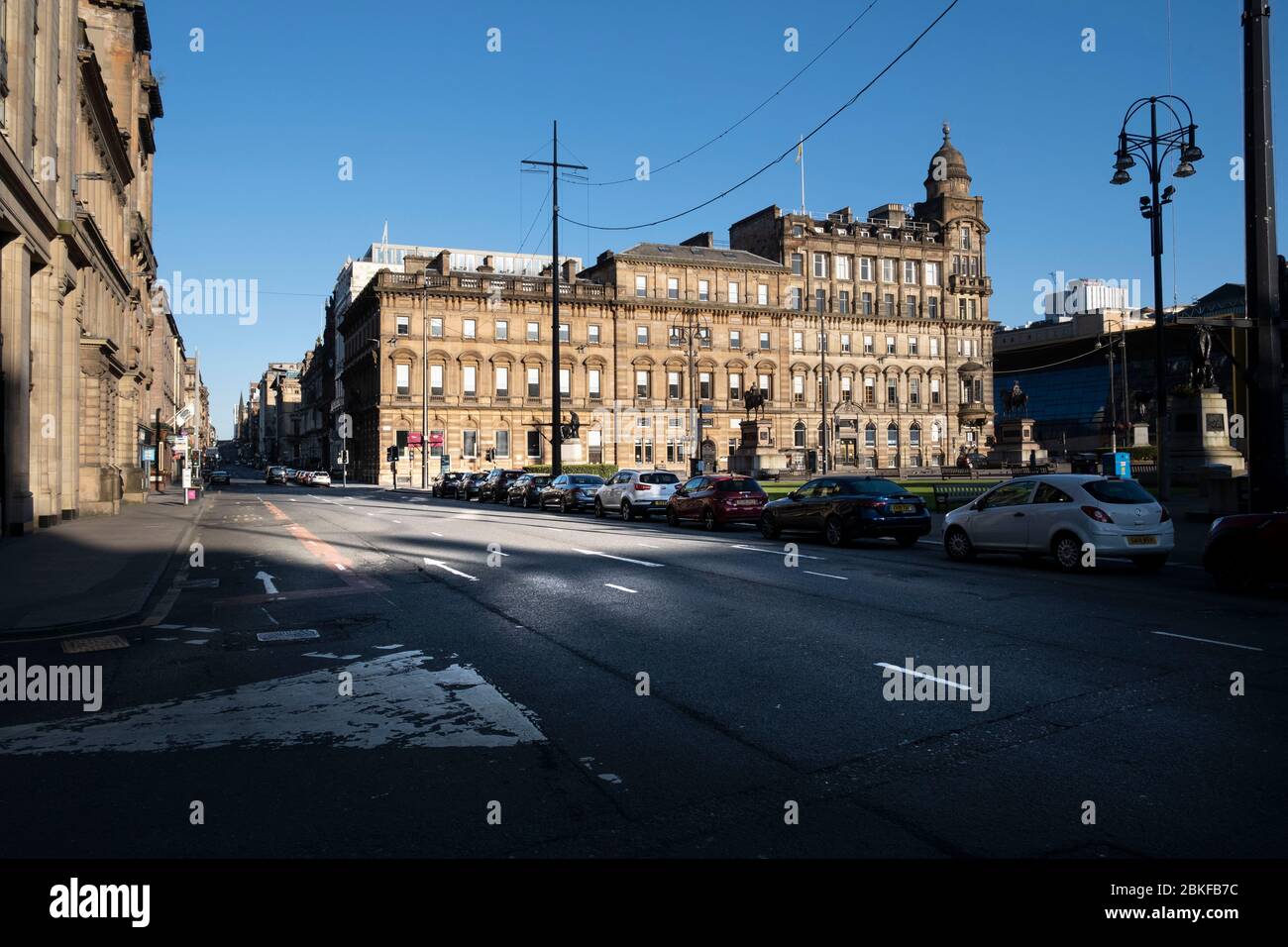 George Square in Glasgow während der Covid-19-Sperre. Stockfoto