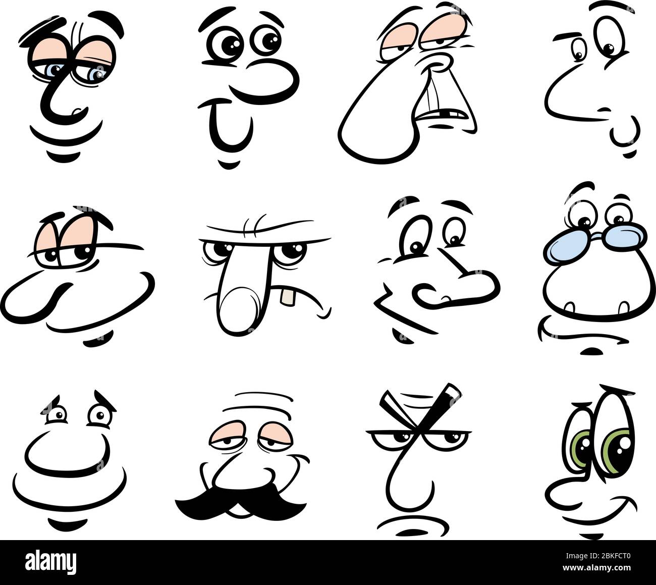 Cartoon Menschen Gesichter oder menschliche Emotionen Design-Elemente Grafik-Set Stock Vektor