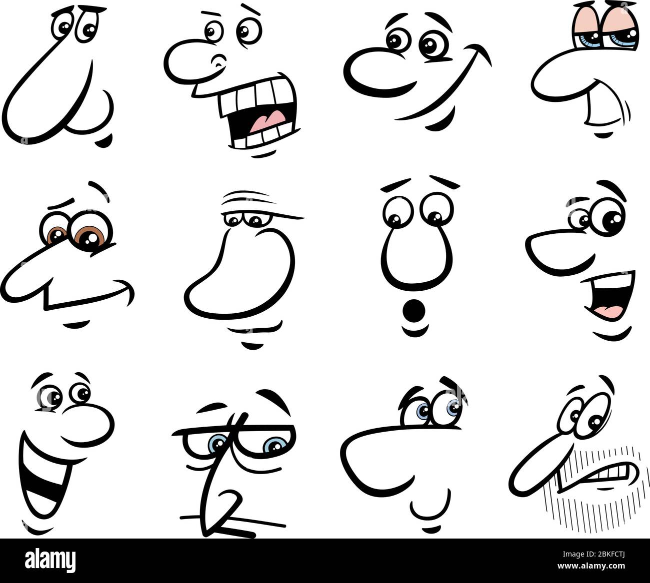 Cartoon Gesichter oder Menschen Emotionen Design Elemente Grafik-Set Stock Vektor