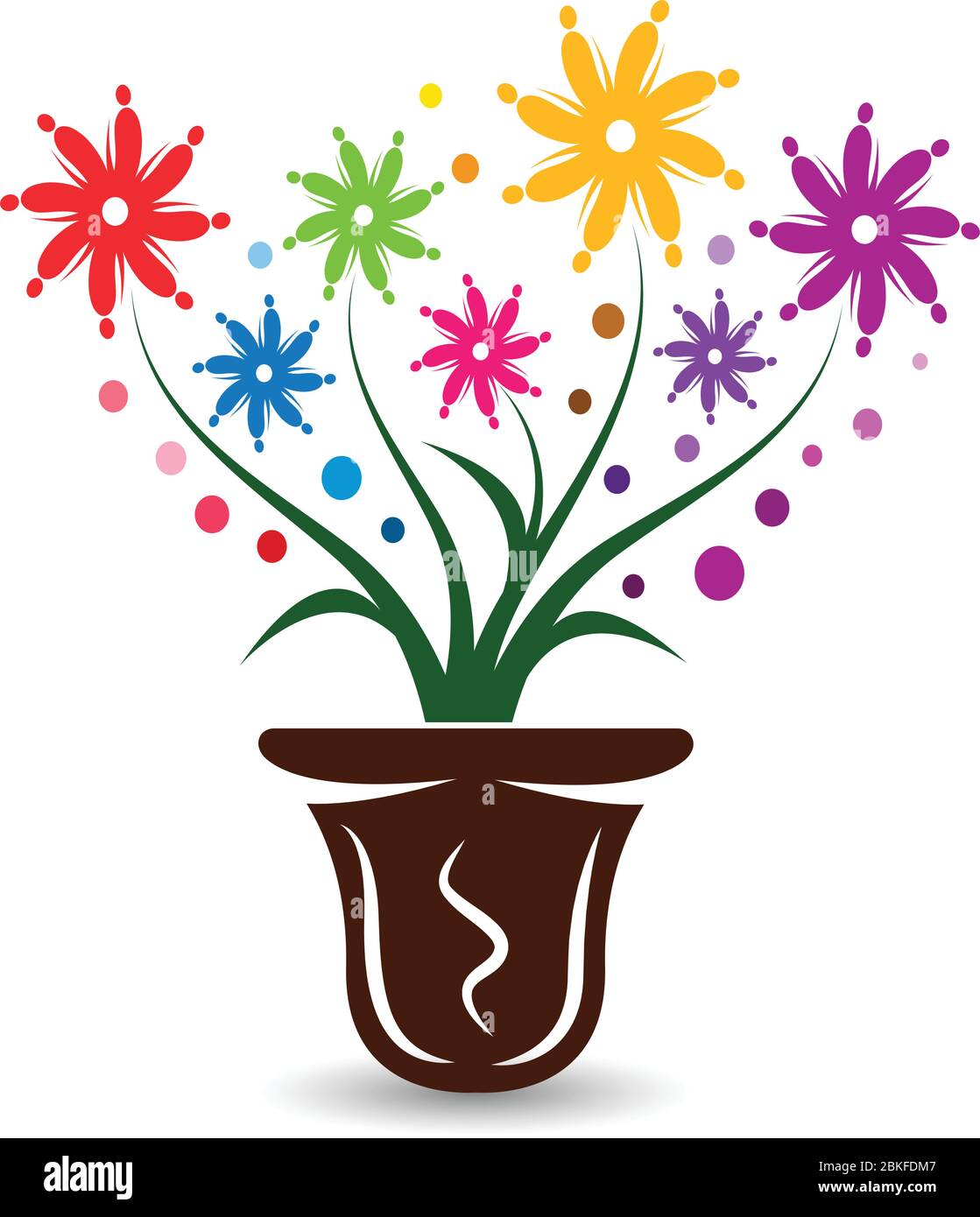 Illustration Kunst eines Blumentopfes Design mit isoliertem Hintergrund Stock Vektor