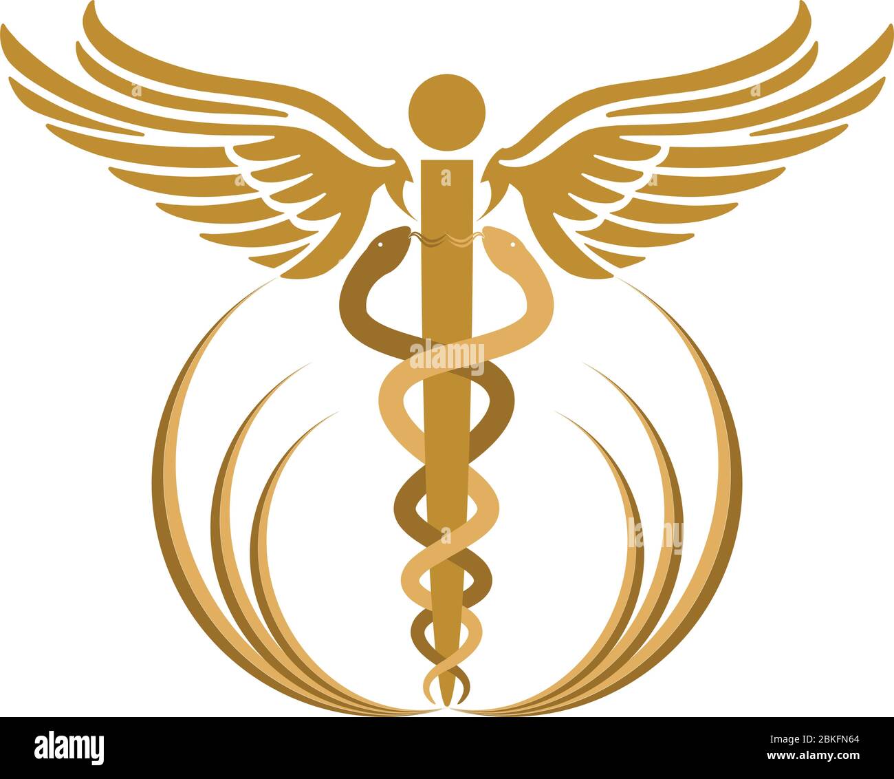 Illustration eines Caduceus-Logos mit isoliertem Hintergrund Stock Vektor