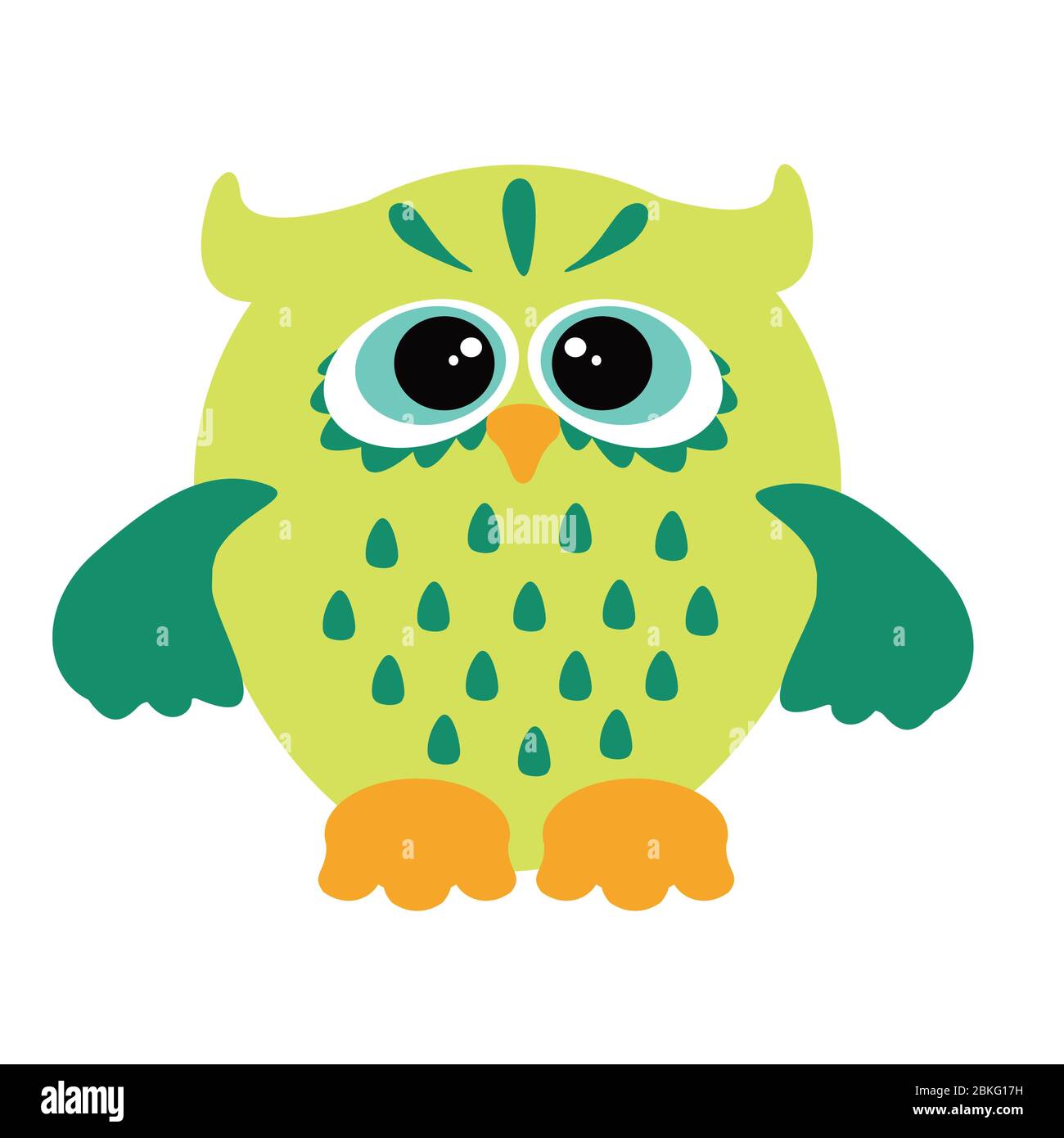 Eule auf weißem Hintergrund. Lustige Figur Eule Stock Vektor