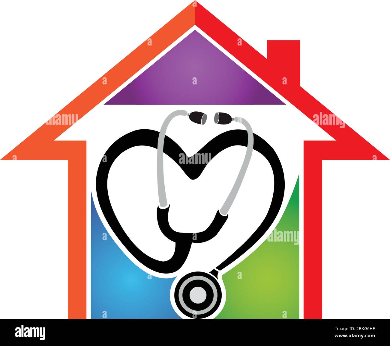 Illustration eines Home Care-Logos mit isoliertem Hintergrund Stock Vektor