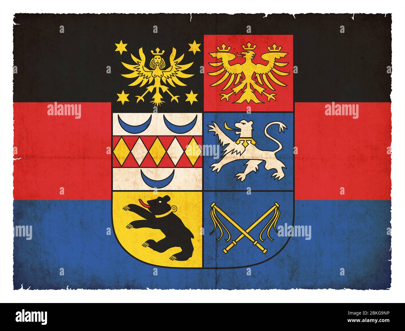 Flagge der deutschen Region Est Friesland (Niedersachsen Deutschland) im Grunge-Stil erstellt Stockfoto