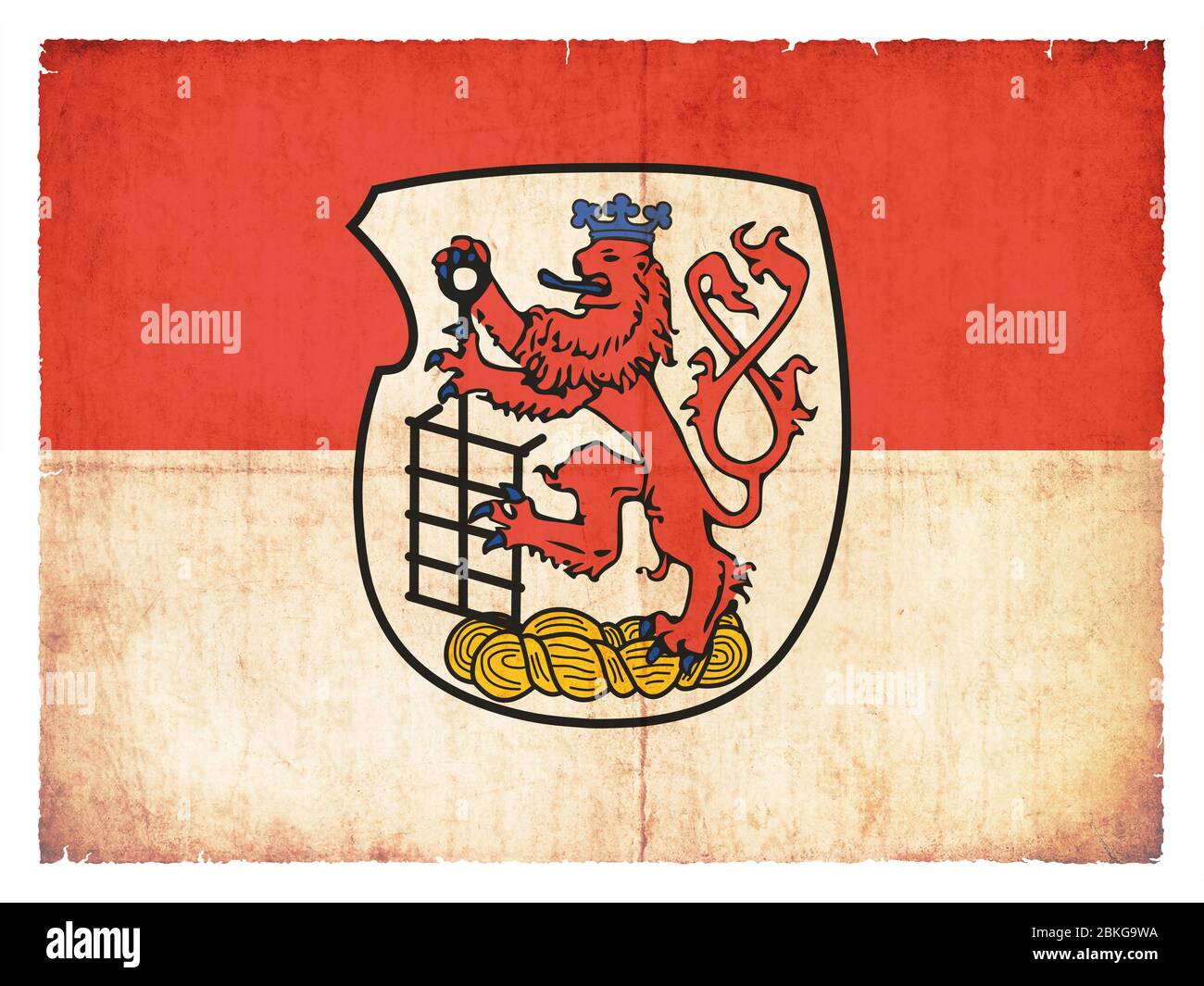 Flagge der deutschen Stadt Wuppertal (Nordrhein-Westfalen, Deutschland) im Grunge-Stil erstellt Stockfoto