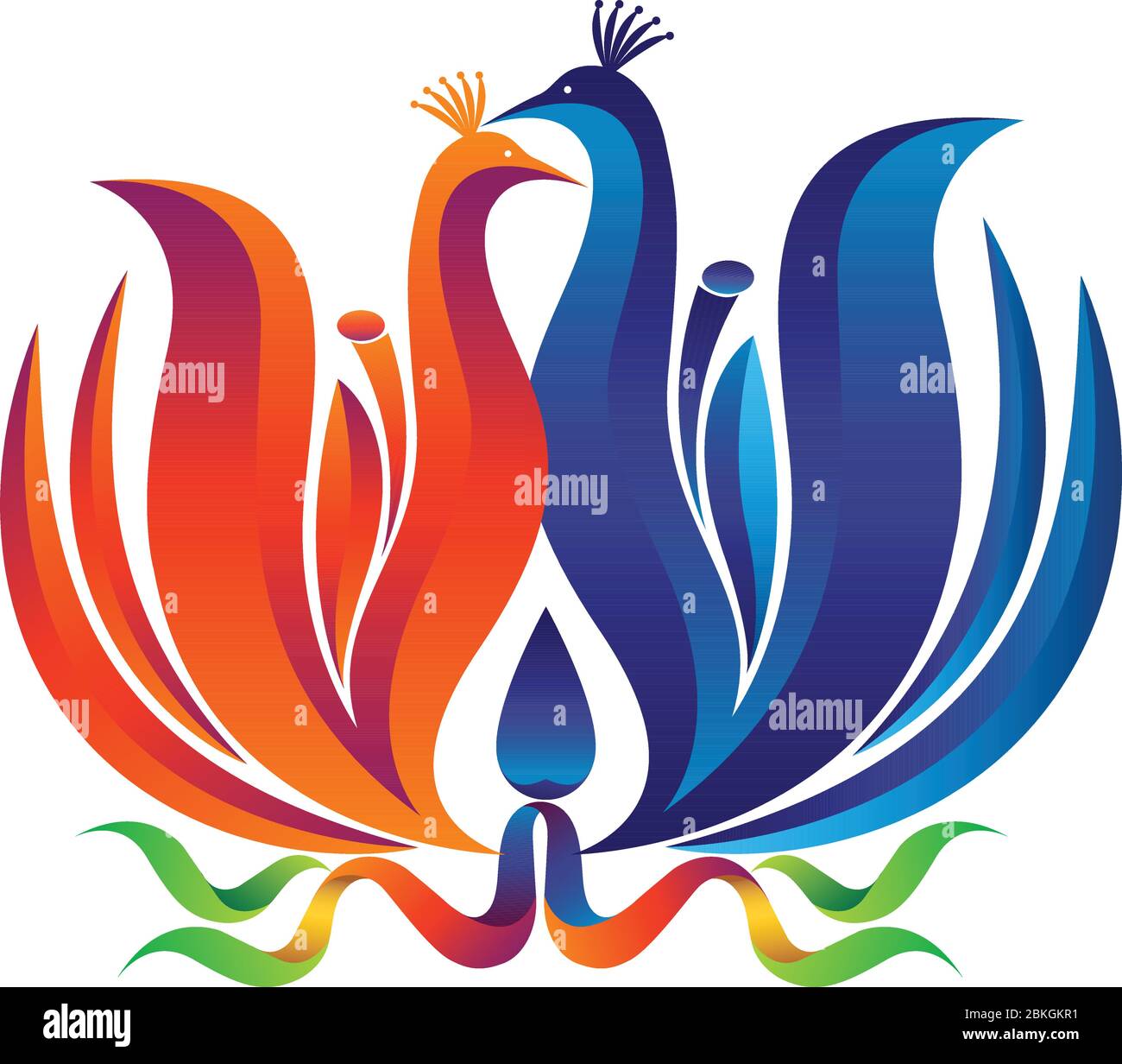 logo „peacock Yoga“ Stock Vektor