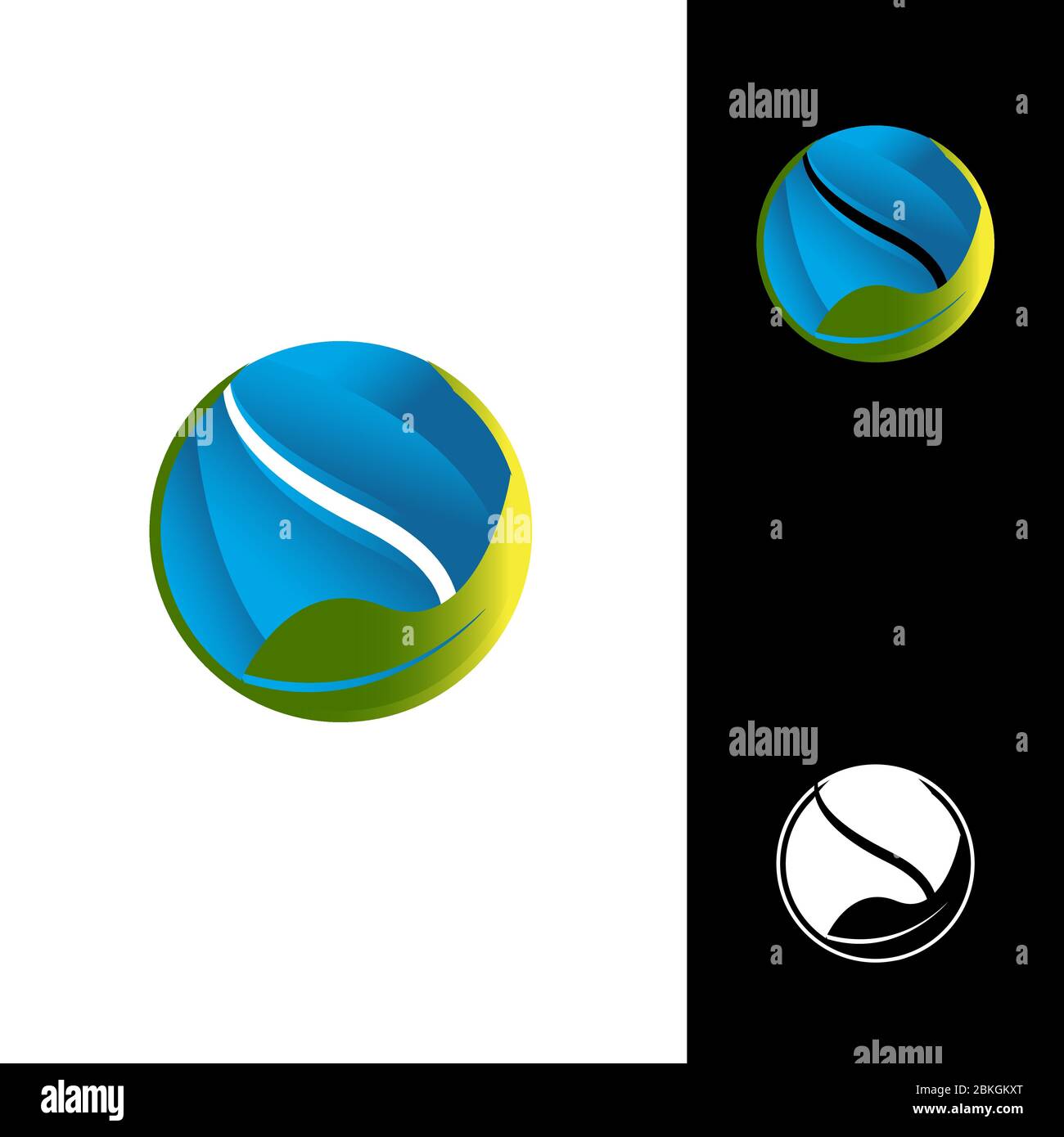 Symbol für grüne Lamellen. Abstraktes Sphere Logo, Volume Icon Design Template Element Stock Vektor