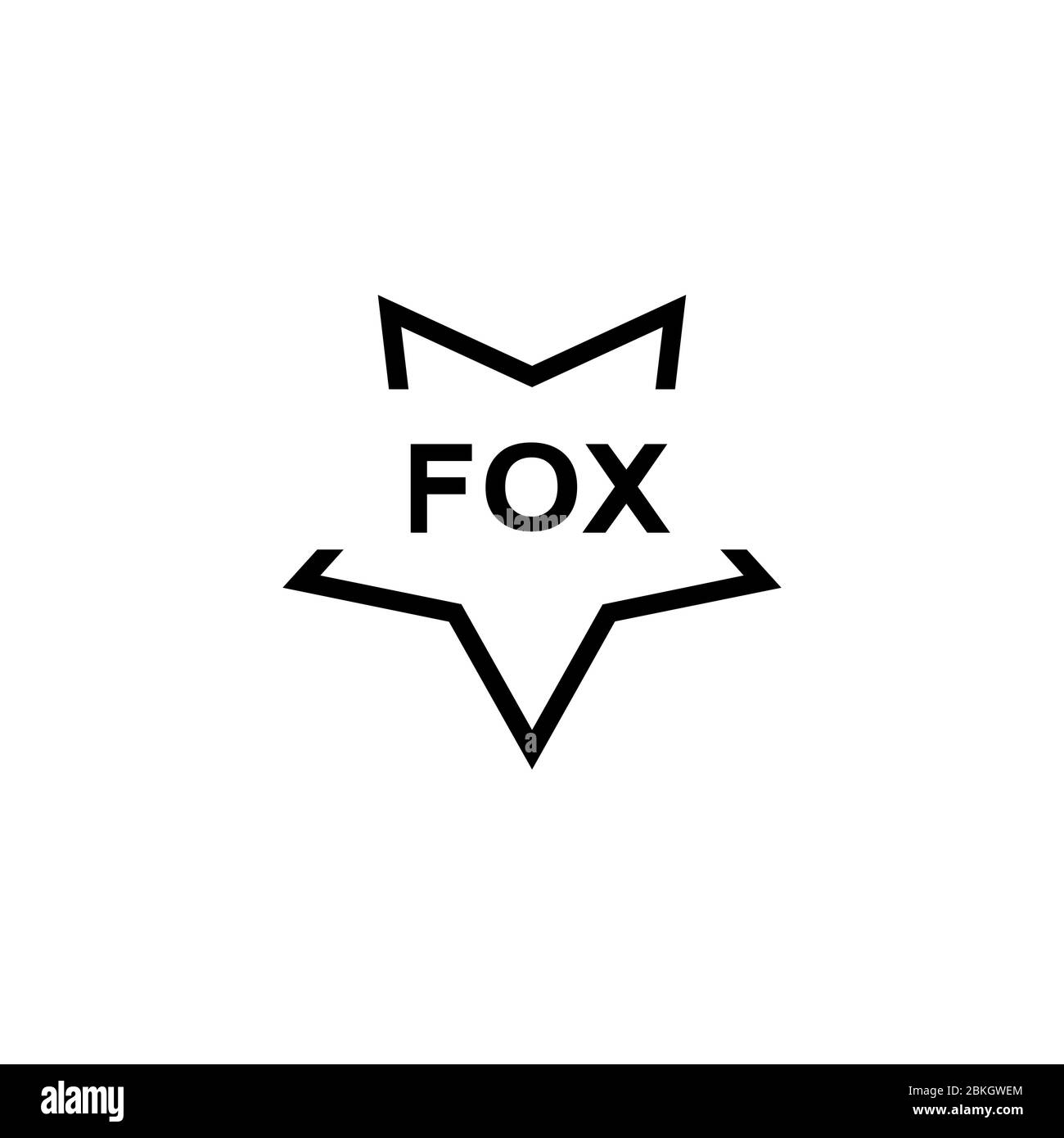 Fox Kopf Logo, Stern Linie Design-Konzept mit Bearbeitungsraum für Text, isoliert auf weißem Hintergrund. Stock Vektor